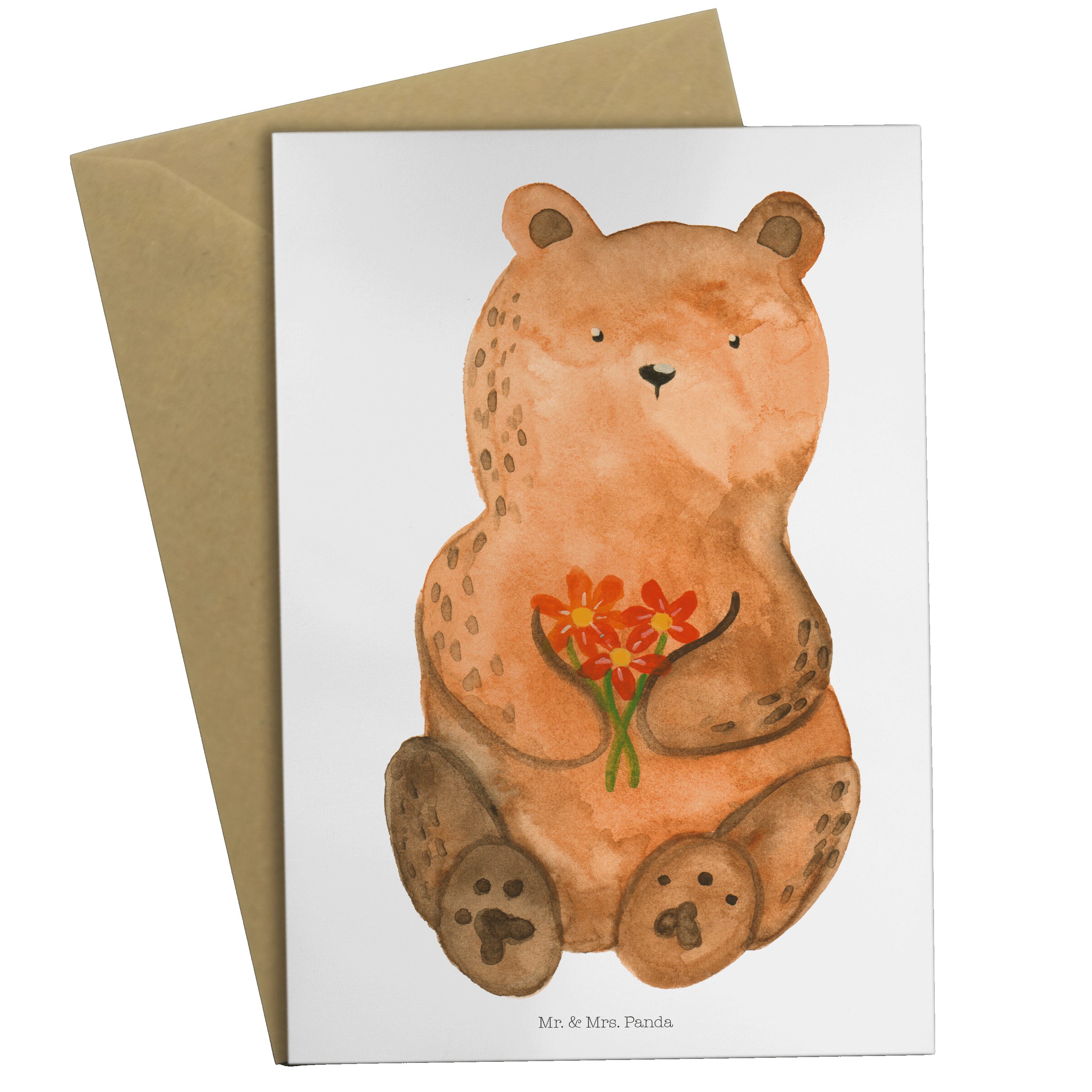 Teddy, Grußkarte - Mr. Dankbär Mrs. Panda Hochzeitskarte, Geschenk, Dankeschön, Weiß & - Klappka