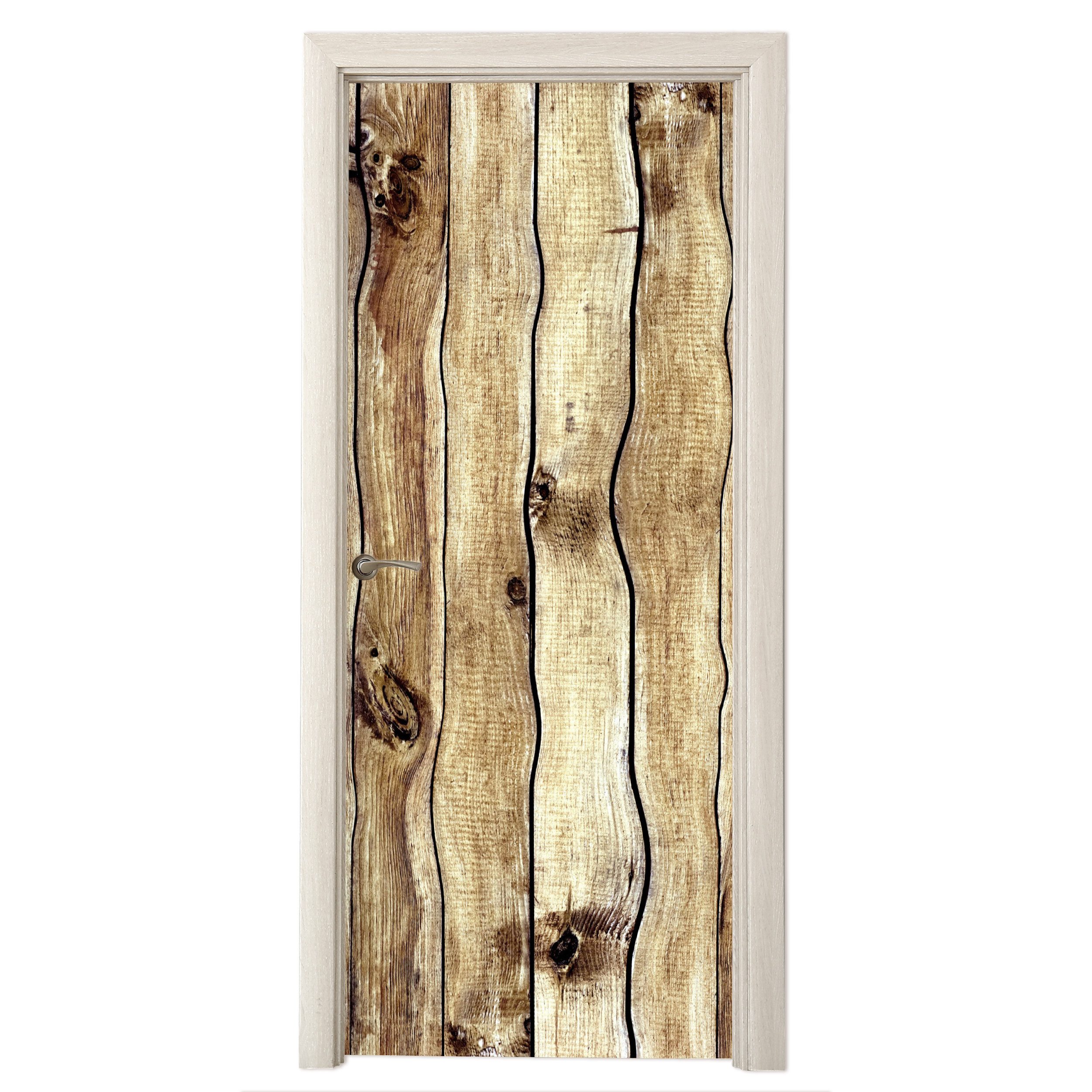 MuchoWow Türtapete Abstrakt - Regal - Holz, Matt, bedruckt, (1 St), Selbstklebende Tapete, Folie für Möbel, 70x215 cm