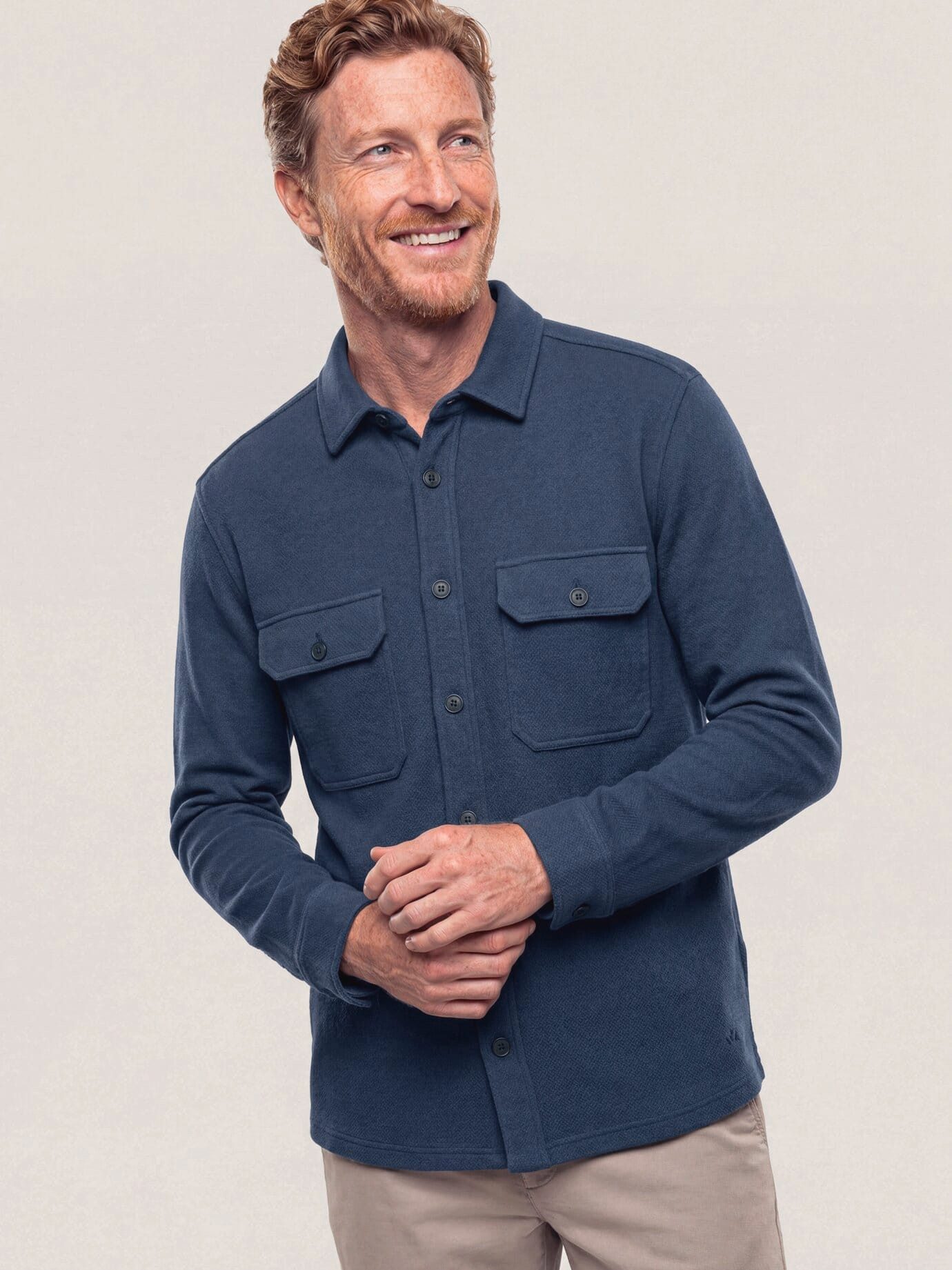 Walbusch Strickjacke Herren Overshirt mit Struktur Hemdkragen, Hemdkragen