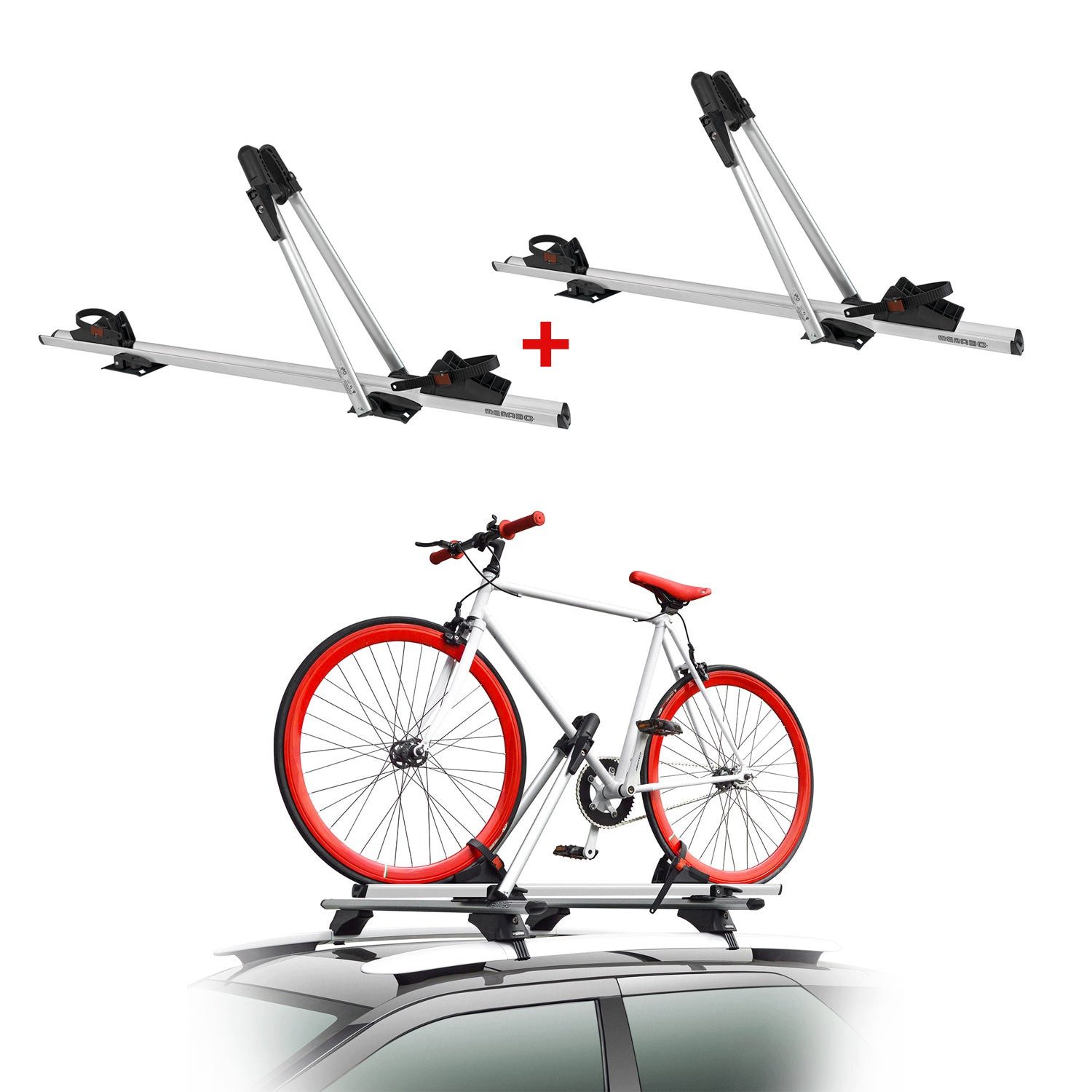Dachfahrradträger 2x Menabo Juza für Fahrrad bis 15kg ABE Alu Dachfahrradträger