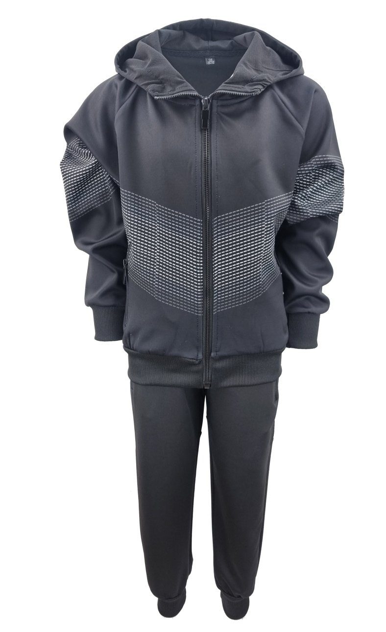 Fashion Boy Trainingsanzug Jogginganzug Trainingsanzug Freizeitanzug Jungen/Mädchen, JF3272 Schwarz/Grau