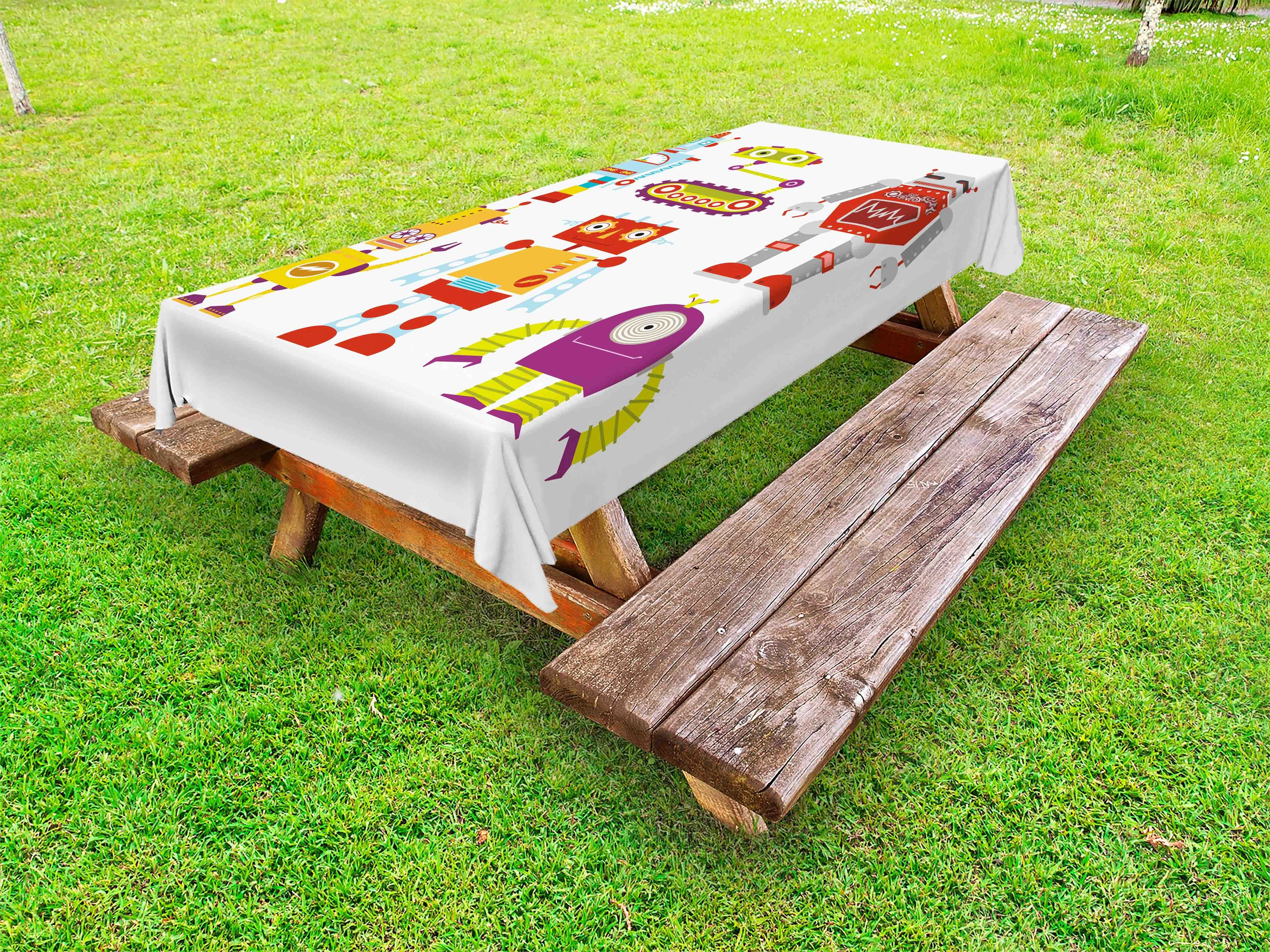 Abakuhaus Tischdecke dekorative waschbare Picknick-Tischdecke, Wissenschaft Partei Roboter-Style Verschiedene