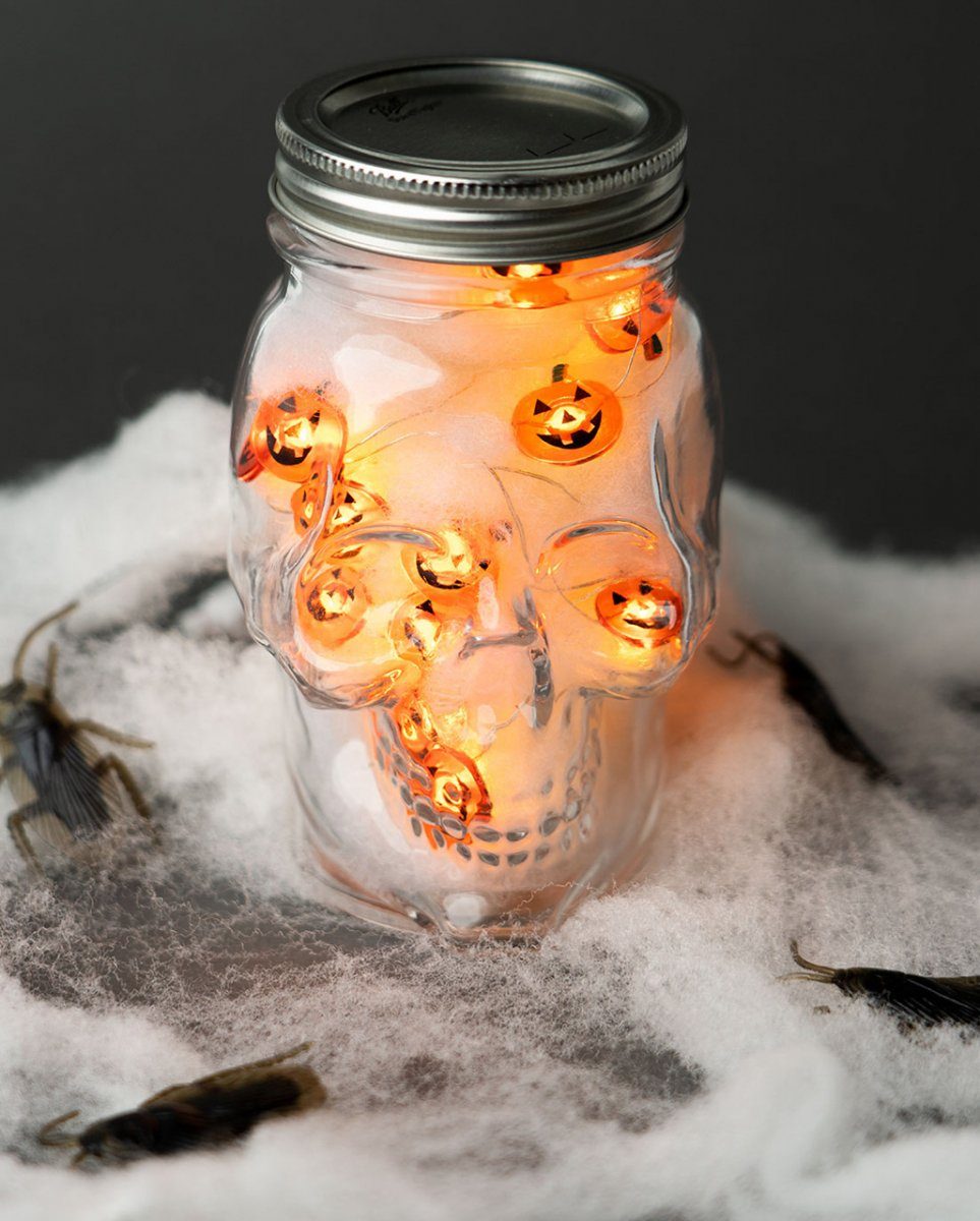 Horror-Shop Dekofigur Mini Lichterkette mit Halloween Kürbissen als Moti
