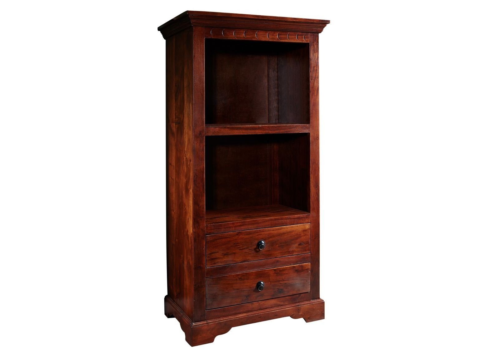 Massivmoebel24 Bücherregal OXFORD Akazie Massivholz dunkelbraun, 1-tlg., Akazie 68x44x140 cm (BxTxH) dunkelbraun lackiert