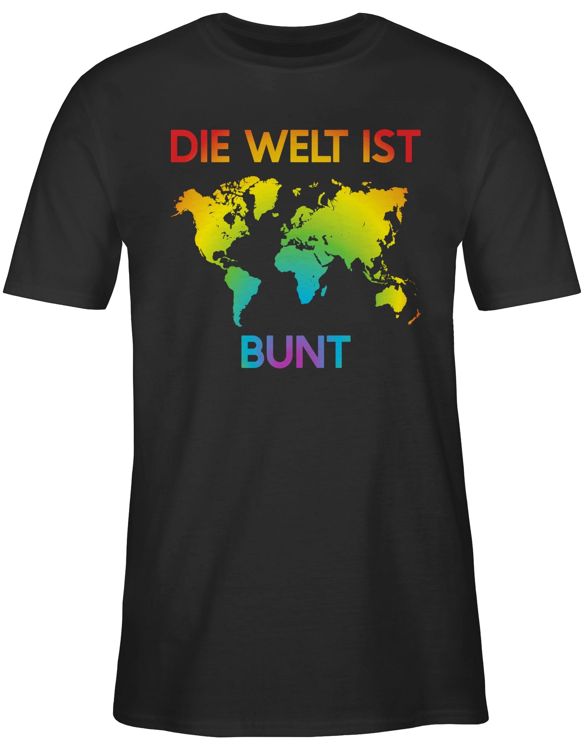 Shirtracer T-Shirt Die Welt ist bunt – Regenbogen Farben LGBT Kleidung günstig online kaufen