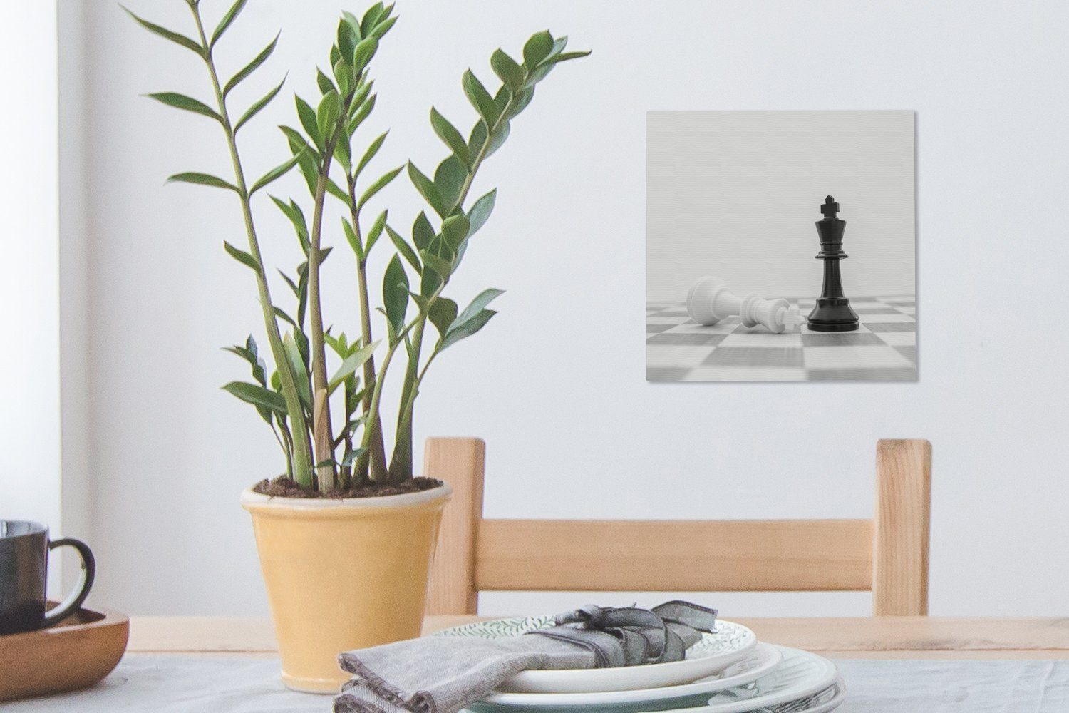 weiße OneMillionCanvasses® Bilder schwarze St), Schlafzimmer Schach, und Wohnzimmer für König (1 Leinwandbild der Der Leinwand im