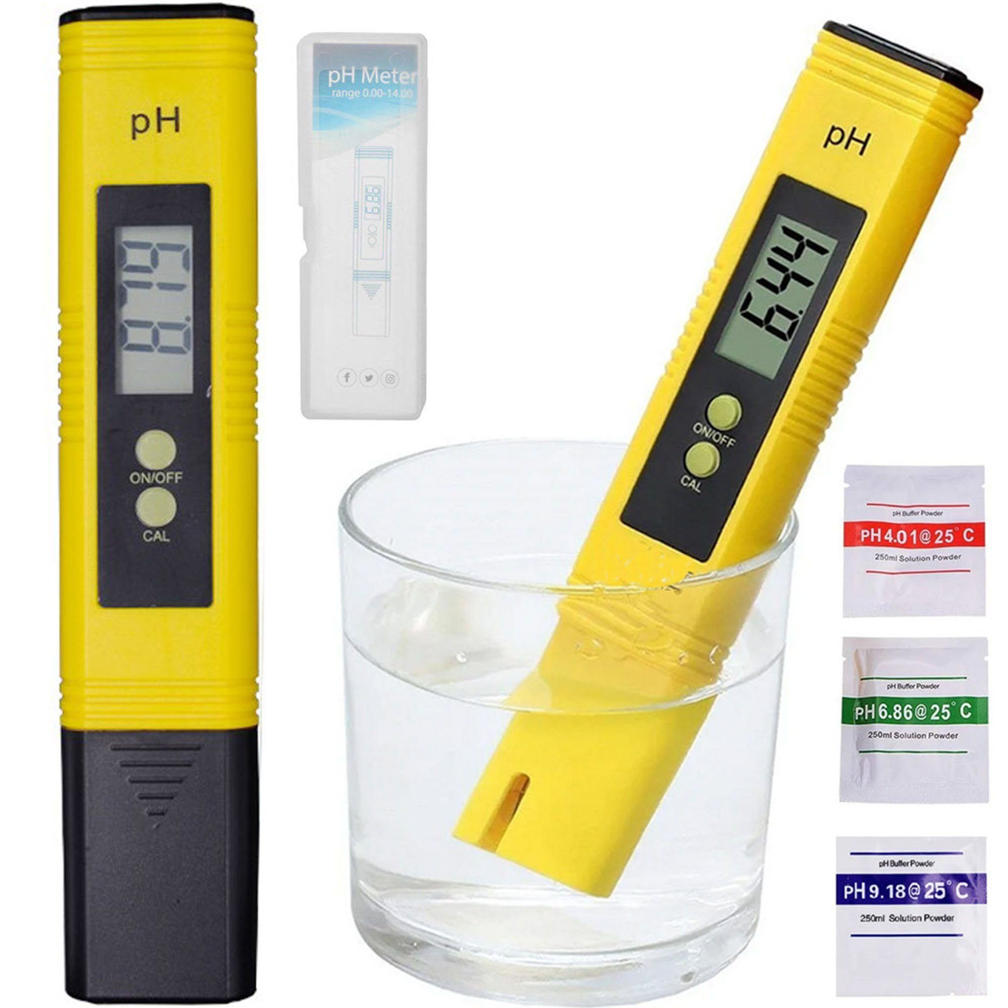 TSB Werk Aquarienthermometer PH Wert Messgerät Wassertester Digital Tester, Aquarium, Pool, Prüfer, pH, 0-14 Set