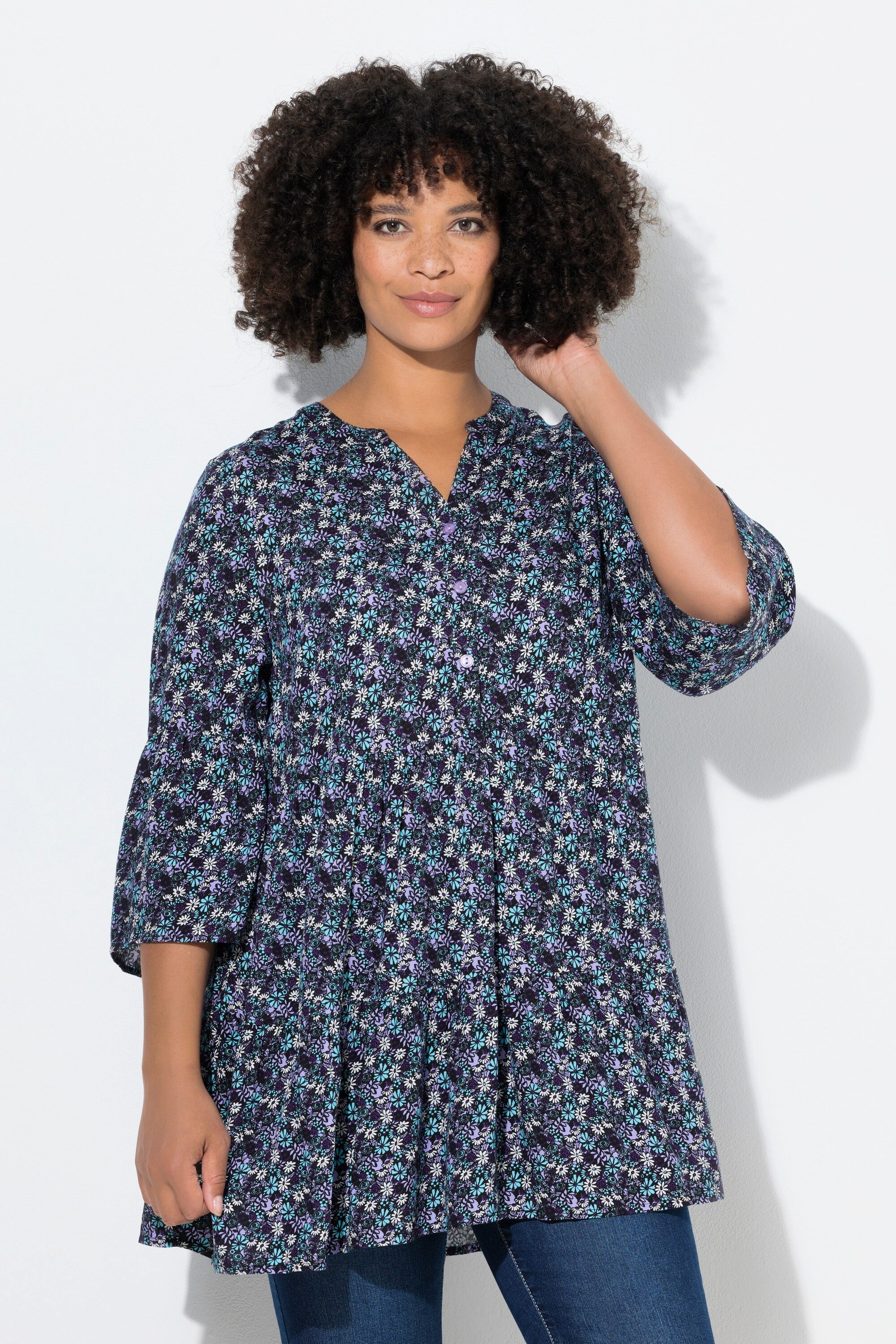 Hemdbluse Bluse Blümchenmuster Volants