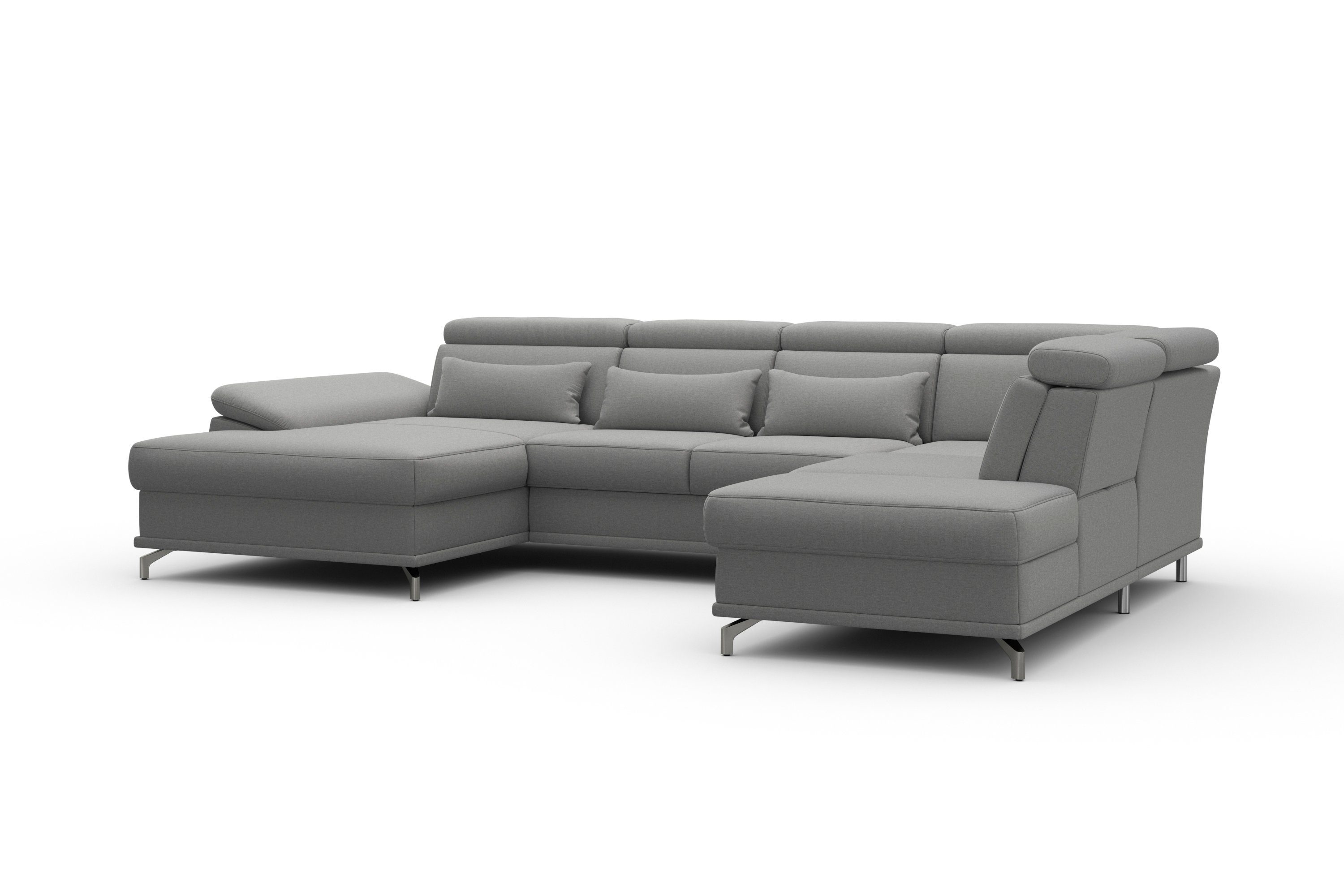 sit&more Wohnlandschaft Cabrio U-Form, B: 359 cm, mit Sitztiefen-, Arm- & Kopfteilverstellung, 3 Nierenkissen, Federkern, optional Bettfunktion und Stauraum