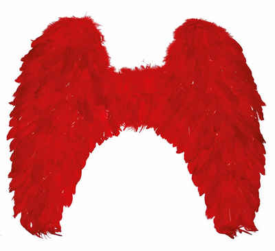 Funny Fashion Kostüm-Flügel Engelsflügel 70 x 65 cm, Federn Rot
