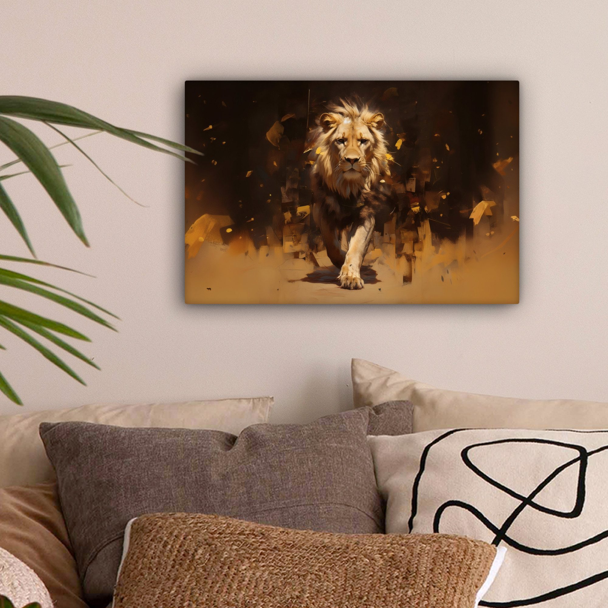 OneMillionCanvasses® Leinwandbild Löwe - Gemalt - günstig online kaufen