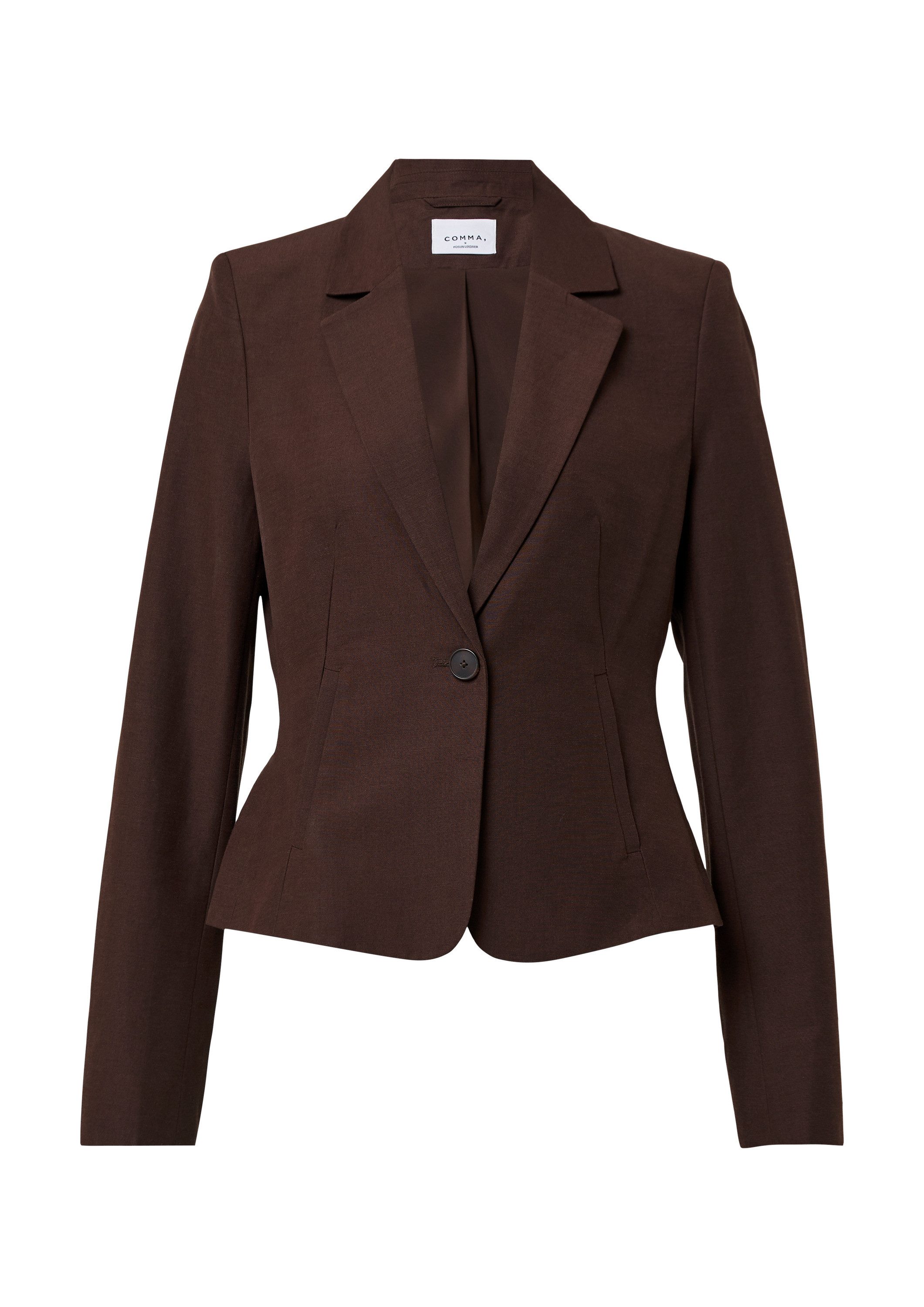 comma Jackenblazer Indoor-Blazer Taillierter Crop-Blazer aus Leinenmix, com günstig online kaufen