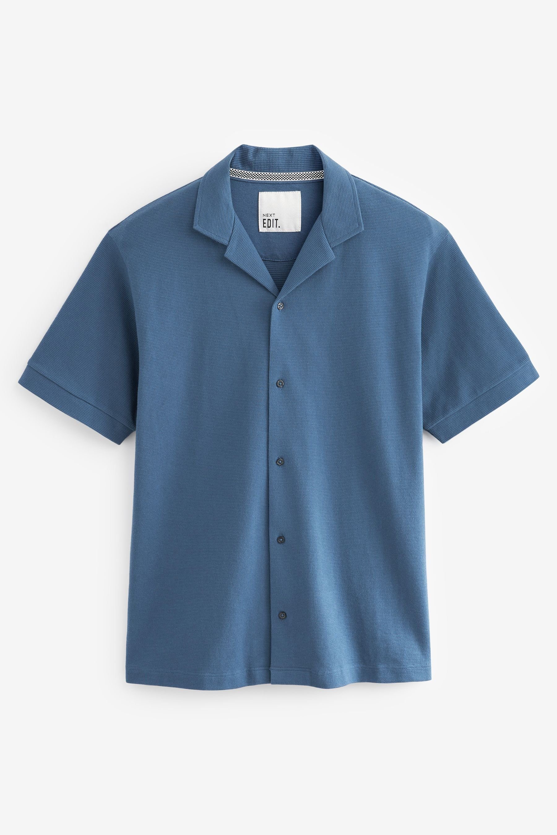 Next Poloshirt Durchgeknöpftes Polo-Shirt mit kubanischem Kragen (1-tlg) Blue