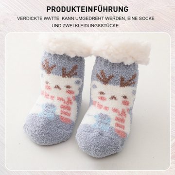 Daisred Thermosocken 3 Paar Kinder Tiersocken Flauschige Bodensocken