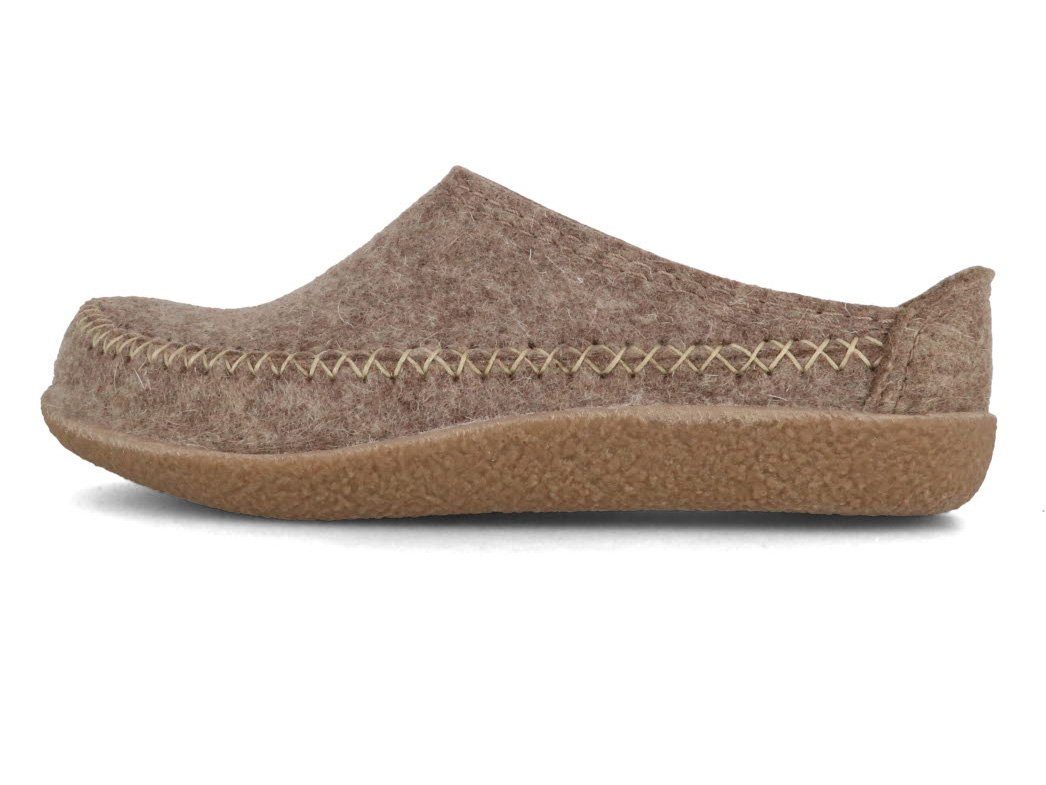 Haflinger Damen Herren Pantoffel Blizzard Credo, torf, wärmeisolierend, filzclog Hausschuh wärmeisolierend