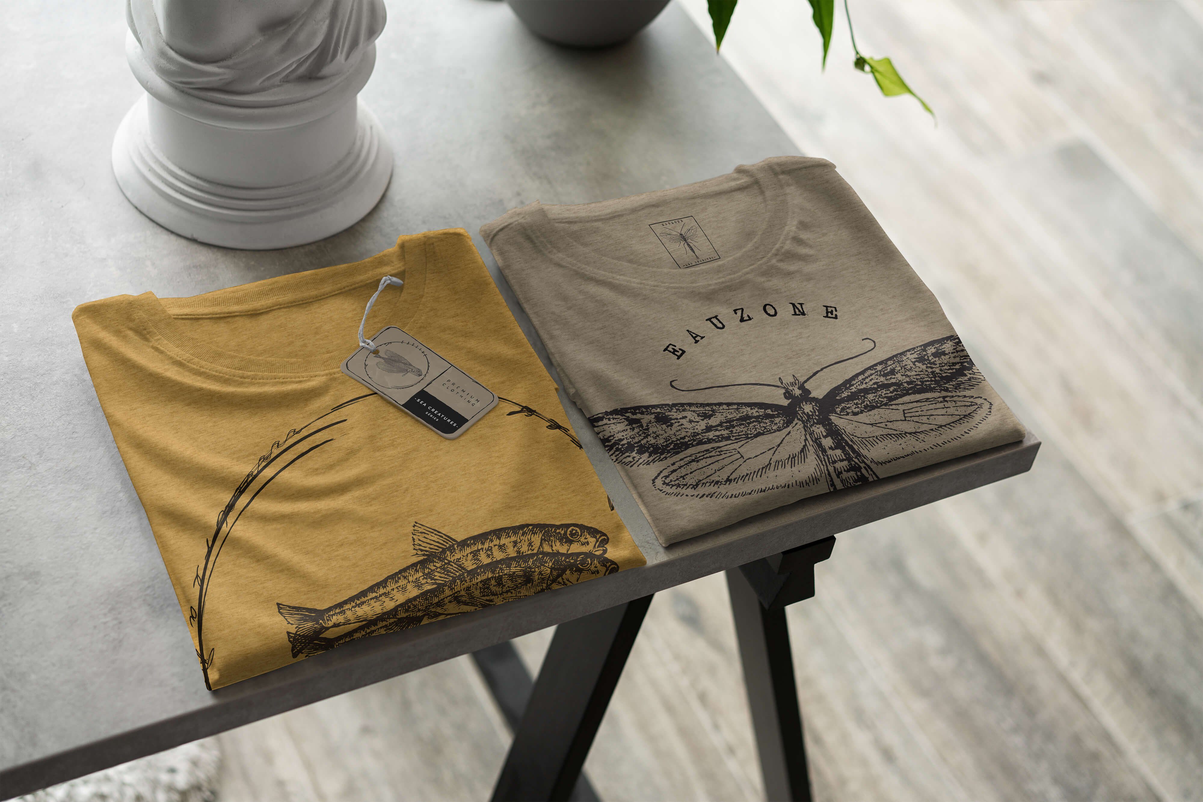 Sinus Art T-Shirt T-Shirt Tiefsee / feine Gold Creatures, Struktur Sea Fische und Antique sportlicher - Serie: Sea 059 Schnitt