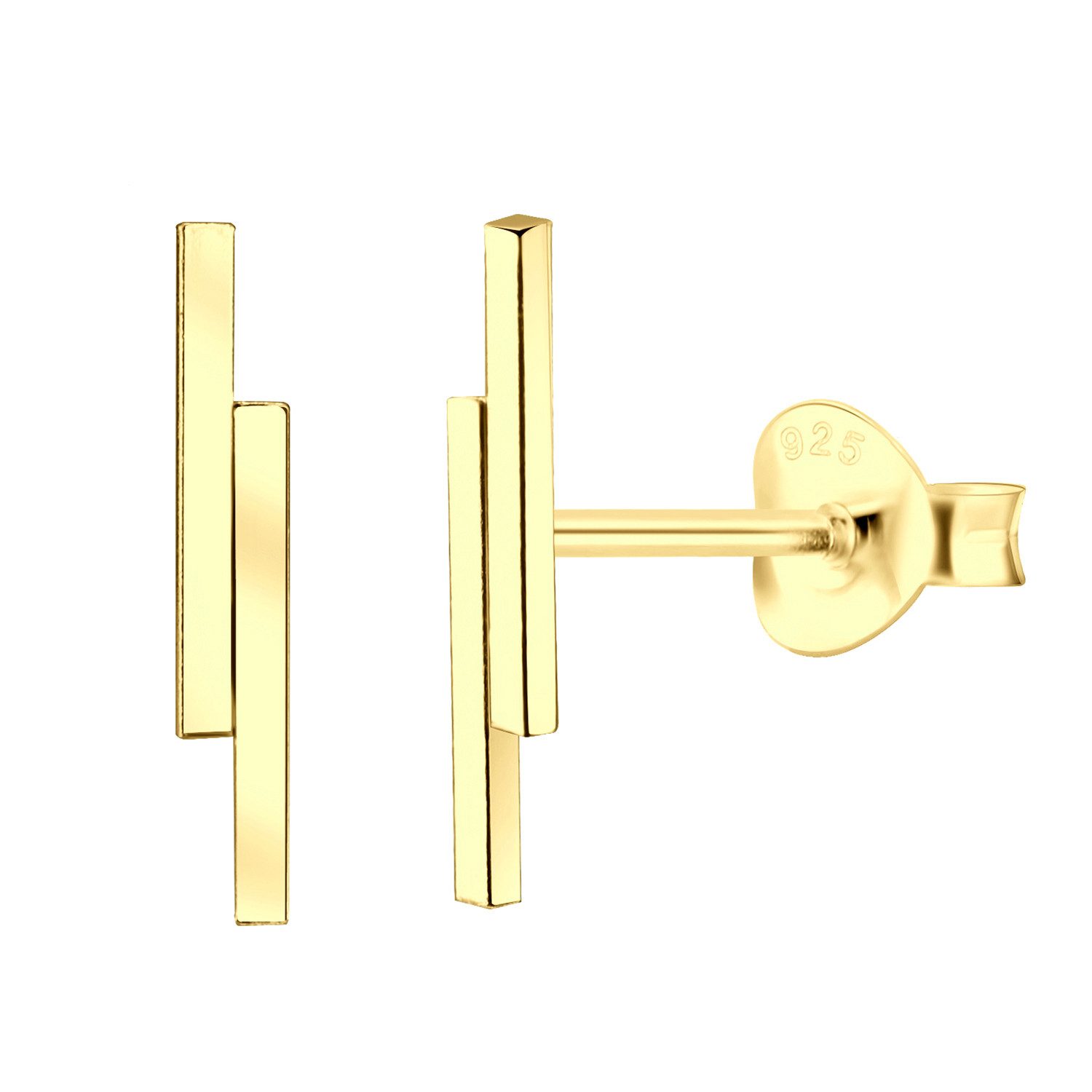 LÖB Paar Ohrstecker 925 Silber Gold vergoldet Ohrringe Stab Doppel Ohrsteck günstig online kaufen