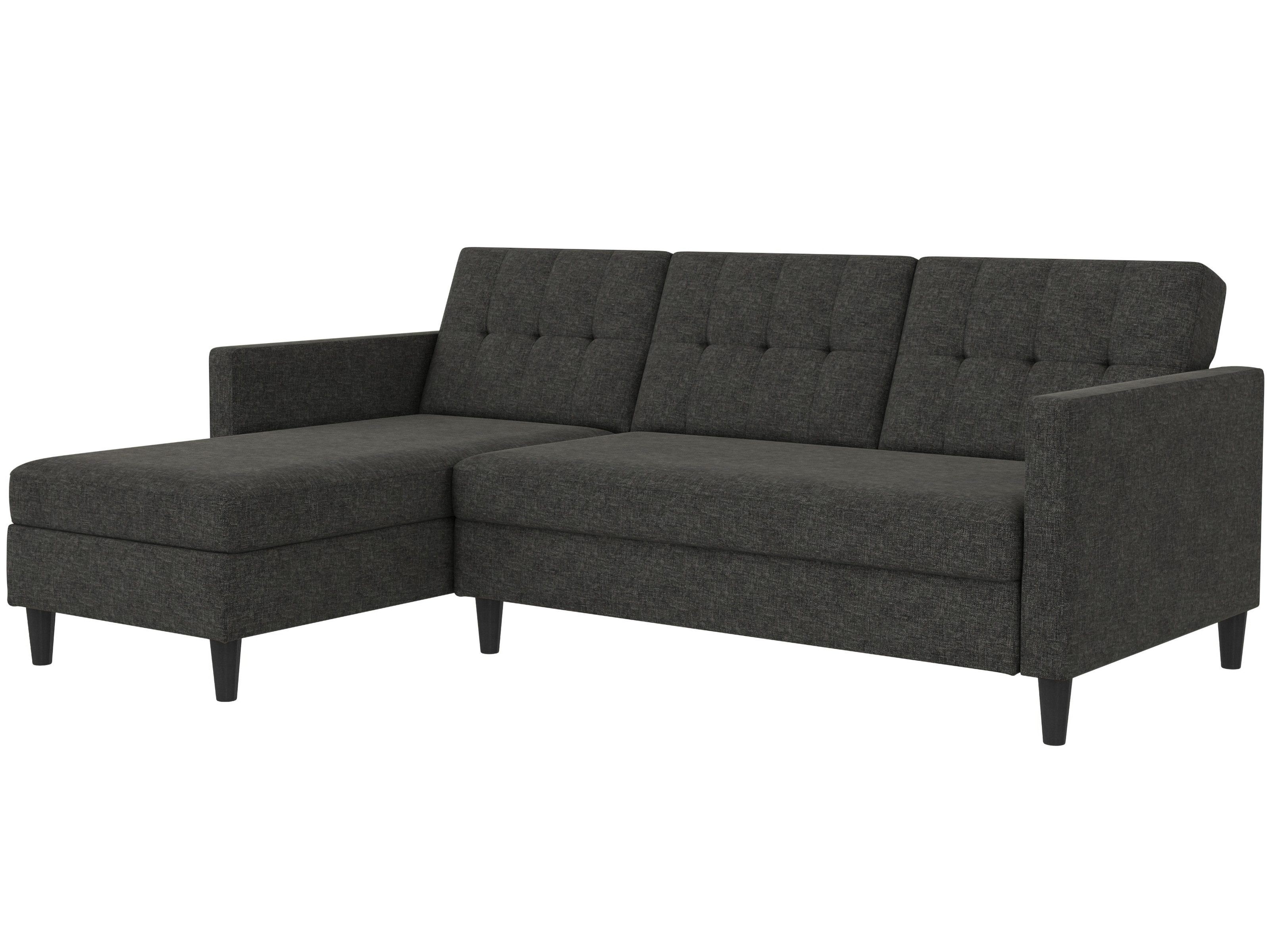 freiraum Schlafsofa Hannover, in Anthrazit, Leinenstoff-Optik - 213x82x153cm (BxHxT)