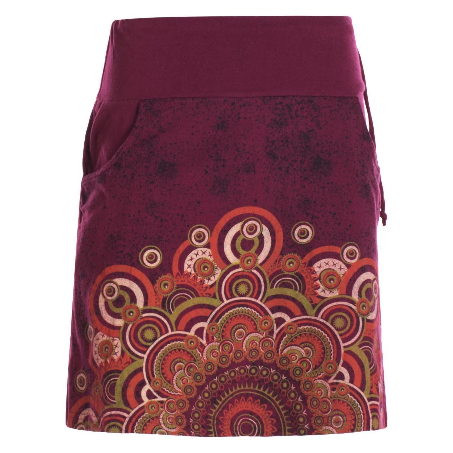 Vishes Minirock Kurzer Baumwoll-Rock Taschen-Rock Mini-Rock großes Mandala Hippie, Ethno, Boho Style