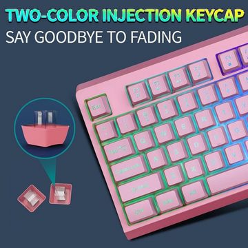ZJFKSDYX RGB Hintergrundbeleuchtung Tastatur- und Maus-Set, Kabelloses mit Wiederaufladbares mechanisches gefühl und ergonomische