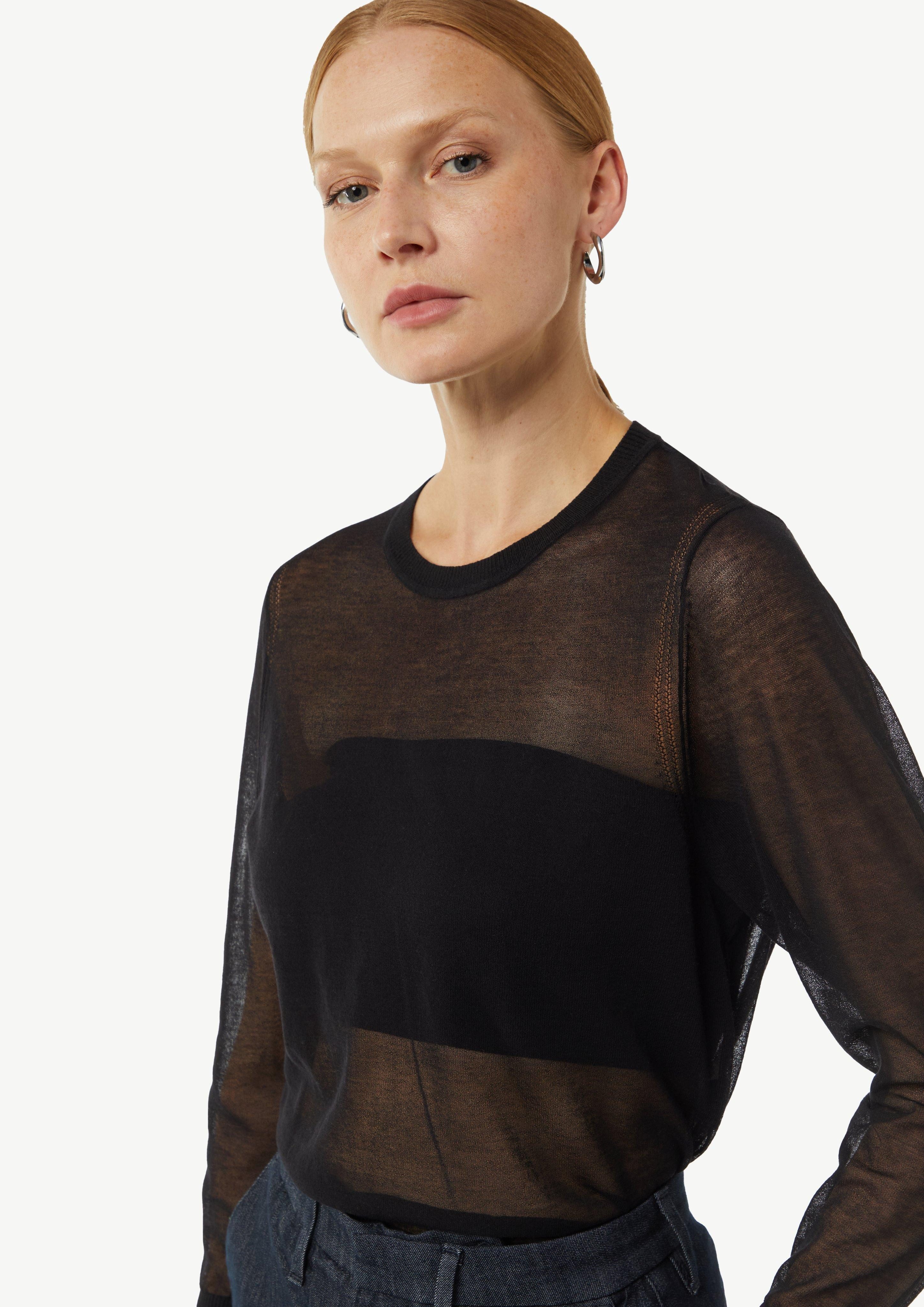 Comma Langarmshirt Strickpullover in transparenter Optik günstig online kaufen