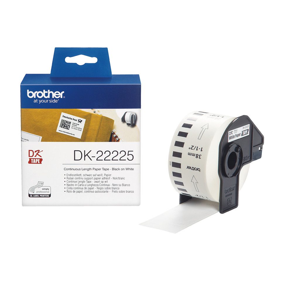Brother Endlos-Etiketten DK-22225 weiß, 38mm x 30,48m Tintenpatrone