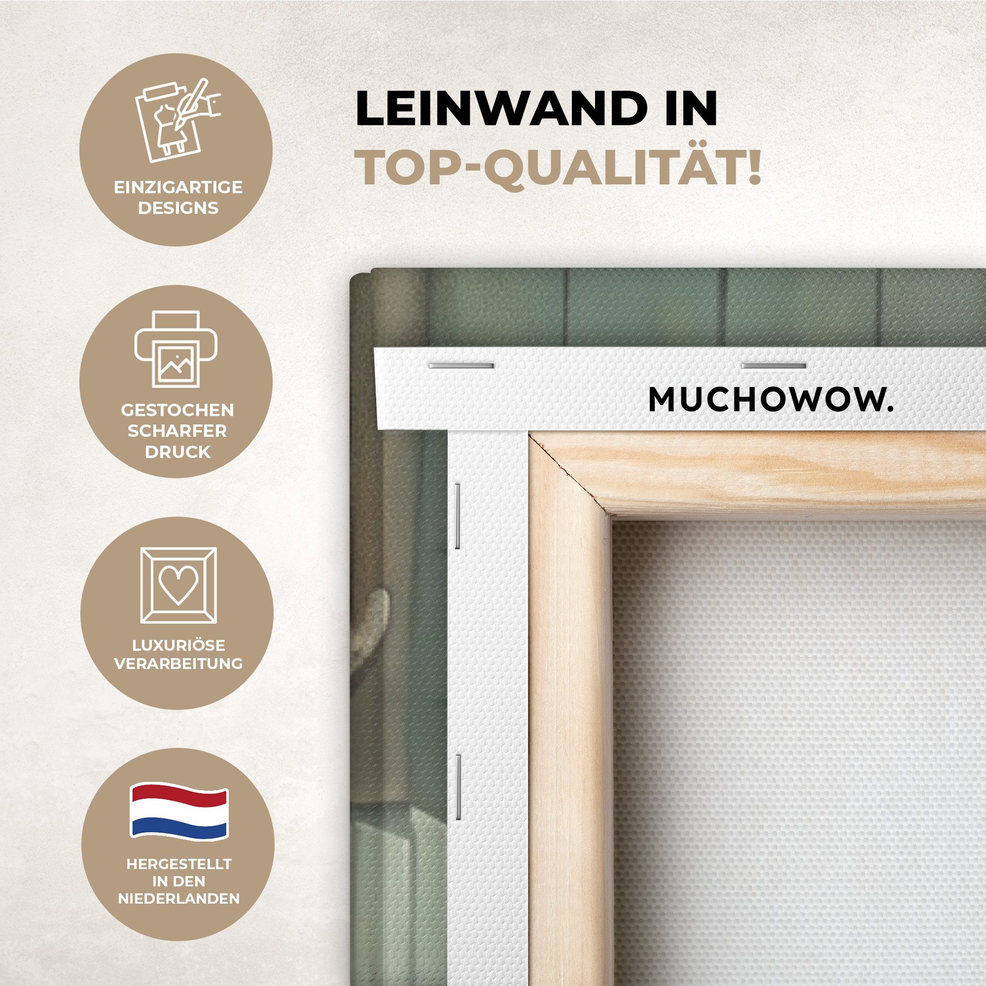 OneMillionCanvasses® Leinwandbild Vintage - Badewanne - Badezimmer - Illustration, Fotodruck (1 St), Badezimmer Deko, Bilder WC, Toilette Wanddeko 60x90 cm