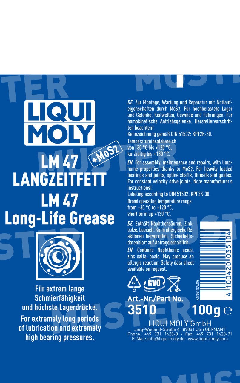 Liqui Moly Schmierfett Liqui Moly LM 47 MoS2 Langzeitfett 100 g