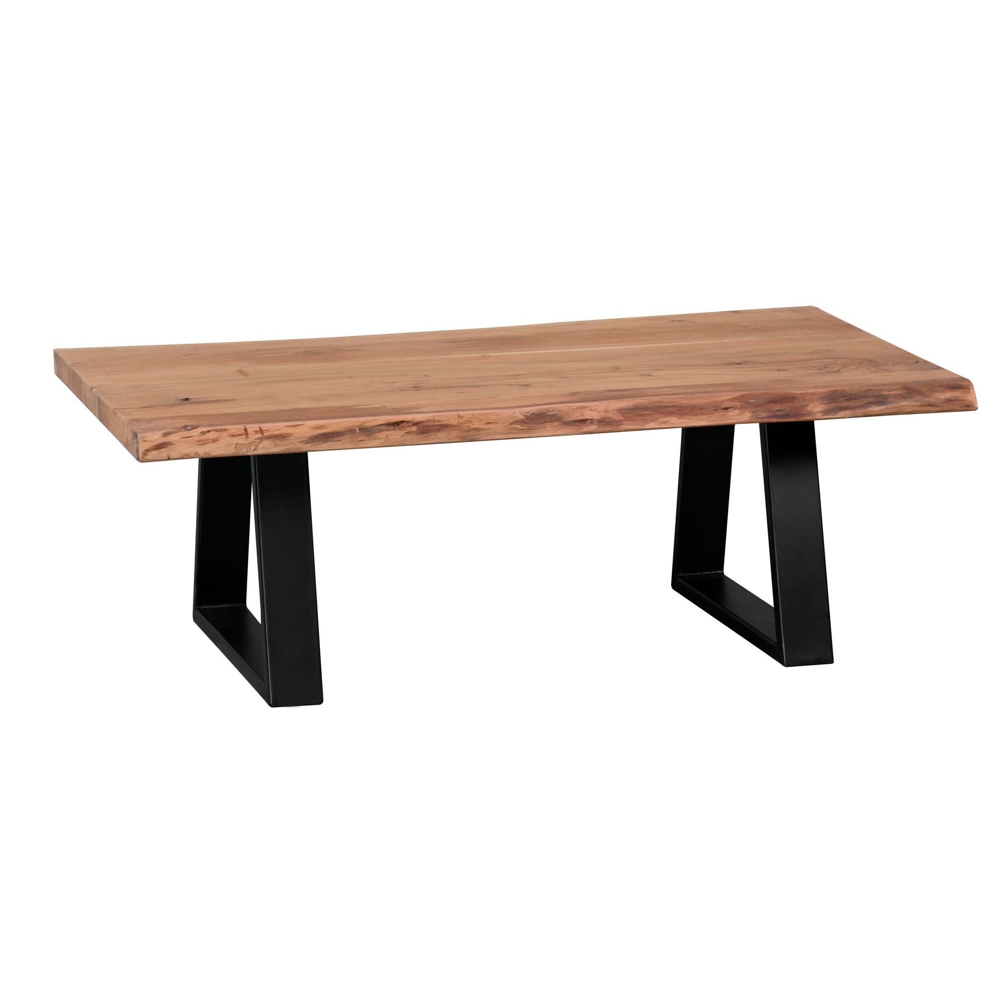 Wohnling Couchtisch WL1.828 GAYA Massivholz Akazie 115 x 60 cm Baumstamm Wohnzimmertisc (Massivholz Akazie 115x40x60cm, Tisch mit Baumkante), Großer Wohnzimmertisch, Sofatisch Kaffeetisch