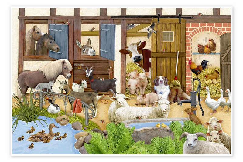 Posterlounge Poster Marion Krätschmer, Tiere auf dem Bauernhof, Kinderzimmer Kindermotive