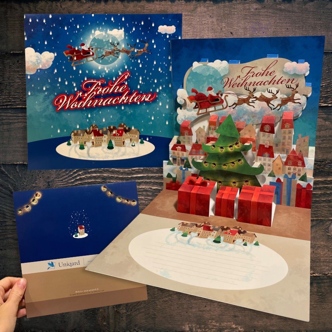UNIQARD Glückwunschkarte Für - Popup 3D - Geldgeschenke für - Kinder - Karte 3D-Weihnachtskarte & ideal Gutscheine Erwachsene & Geschenkideen, Weihnachtskarten Außergewöhnliche Karte (Tannenbaum)