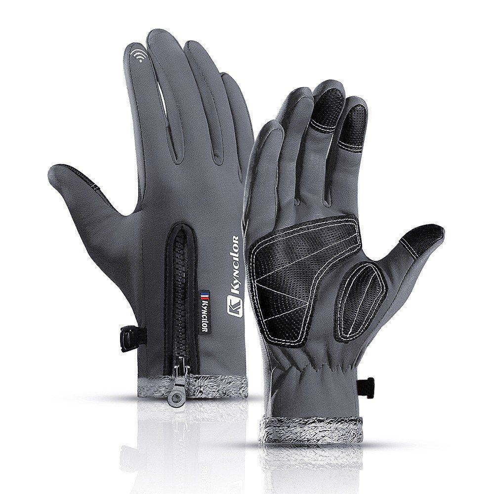XDeer Fahrradhandschuhe Handschuhe Touchscreen Sporthandschuhe Warme Winddichte Gloves rutschfeste Gloves für Fahrrad Laufen Radfahren Wandern Trekking Grau2