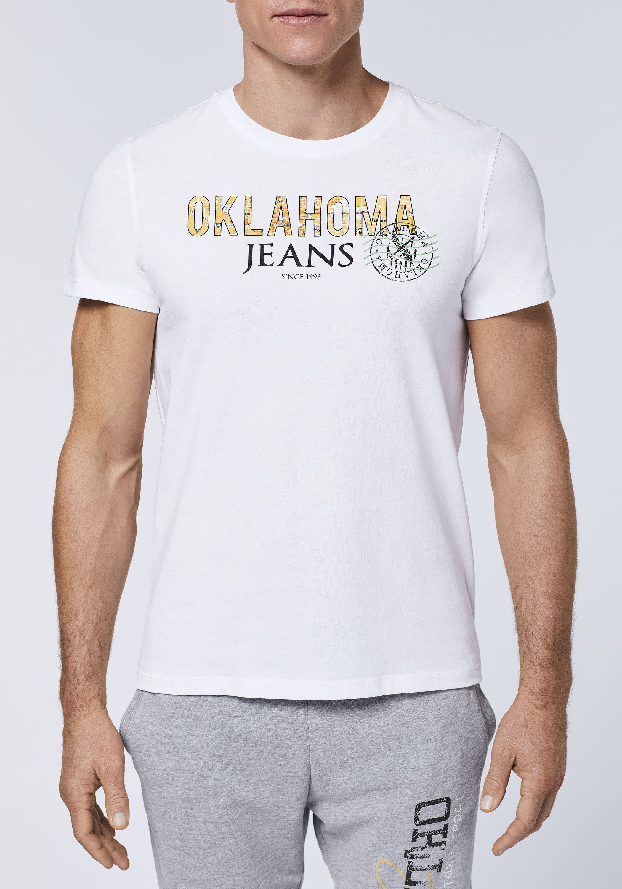 Oklahoma White im 11-0601 City-Map-Look mit Print-Shirt Bright Jeans Label-Print