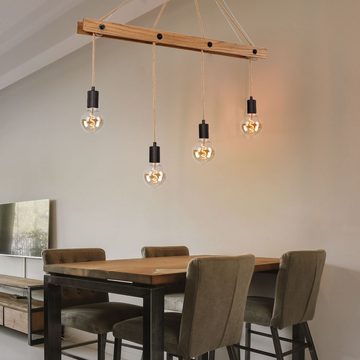 etc-shop LED Pendelleuchte, Leuchtmittel inklusive, Warmweiß, Vintage Decken Hänge Leuchte Filament Holz Pendel Lampe