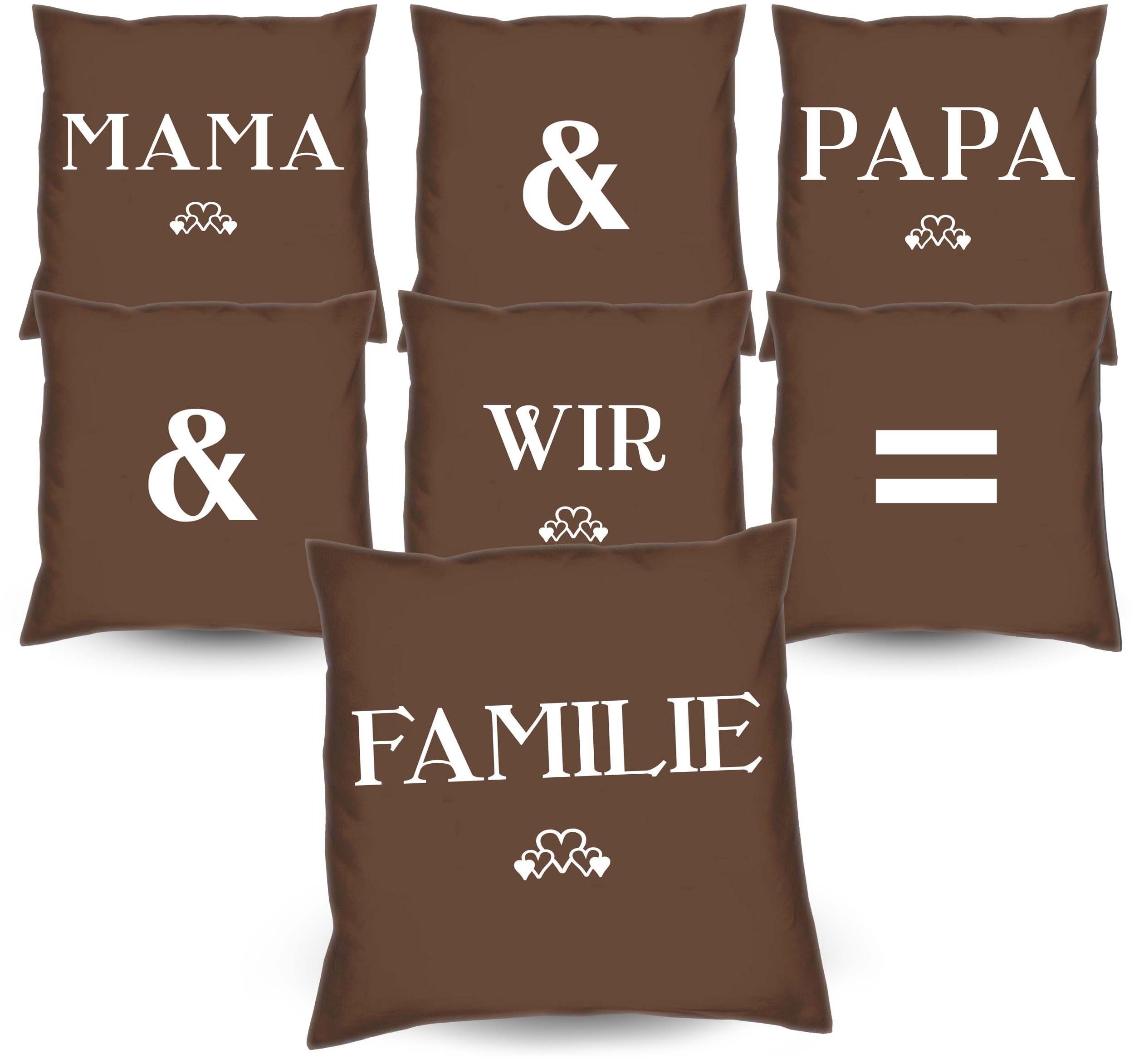 & Mama Kissen-Set Familie 7 & Dekokissen Weihnachtsgeschenke, Kissen = Papa Eltern wir Soreso®