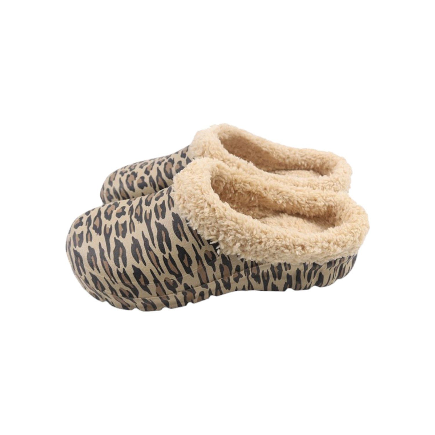 VewoTex Damen Clogs Leo mit Teddy Kunstfell » günstige Damenschuhe Clog (Paar, 2-tlg., 1 Paar) gefütterte Clogs mit Leo-Muster » Winter&Herbst Gartenschuhe