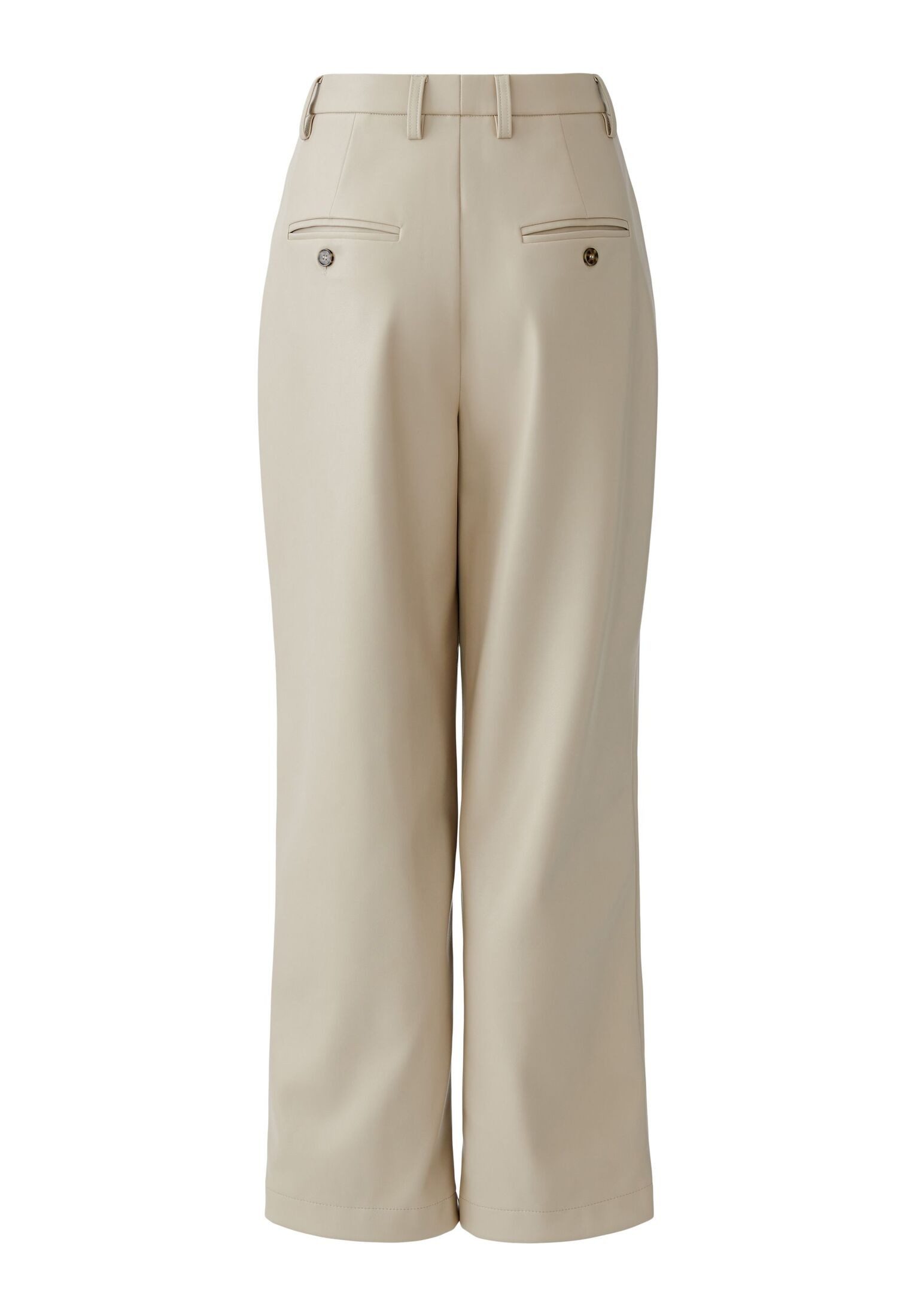 Oui Stoffhose Bundfaltenhose in Lederoptik
