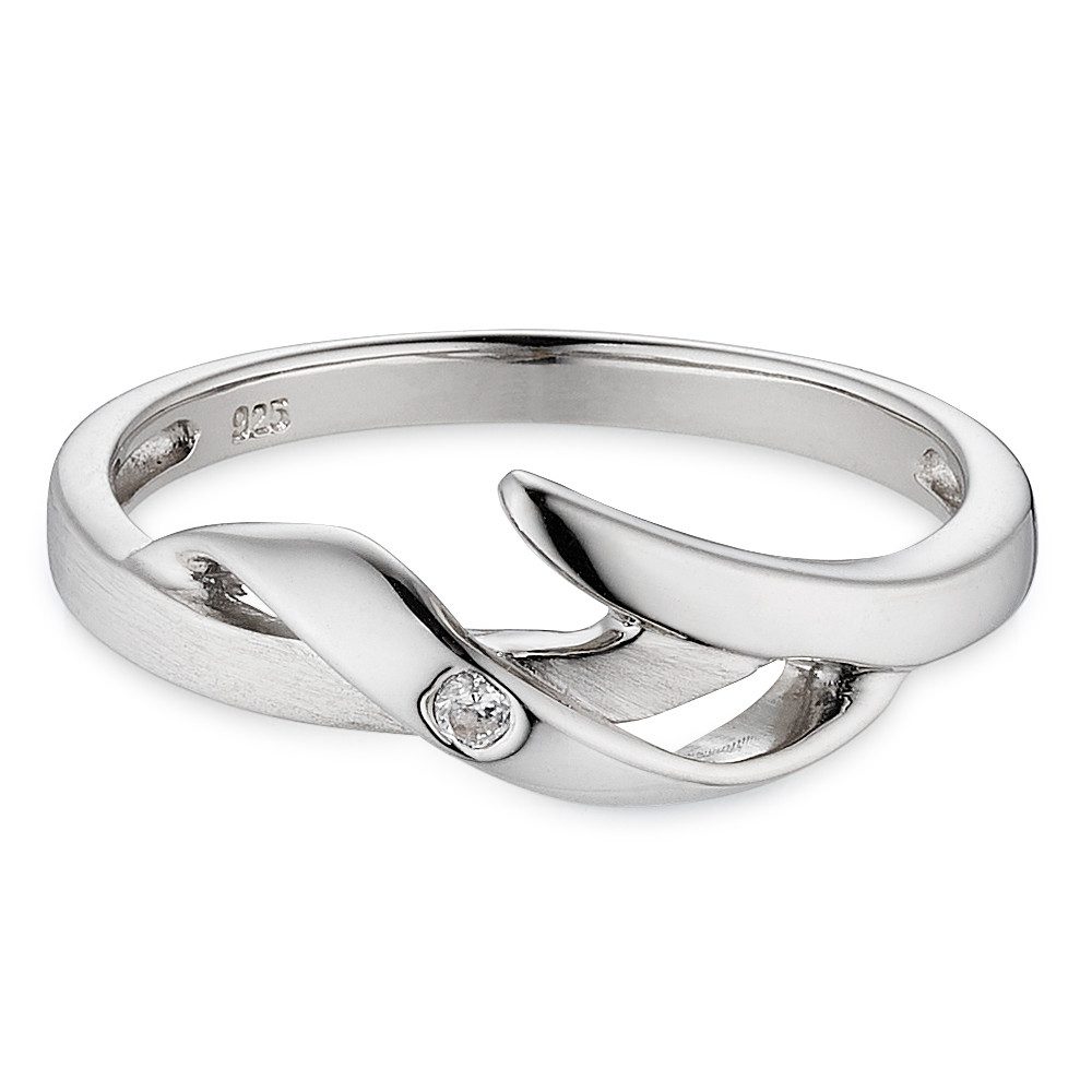 Bruno Banani Silberring Schmuck Geschenk Fingerring geschwungen, mit Zirkonia (synth)