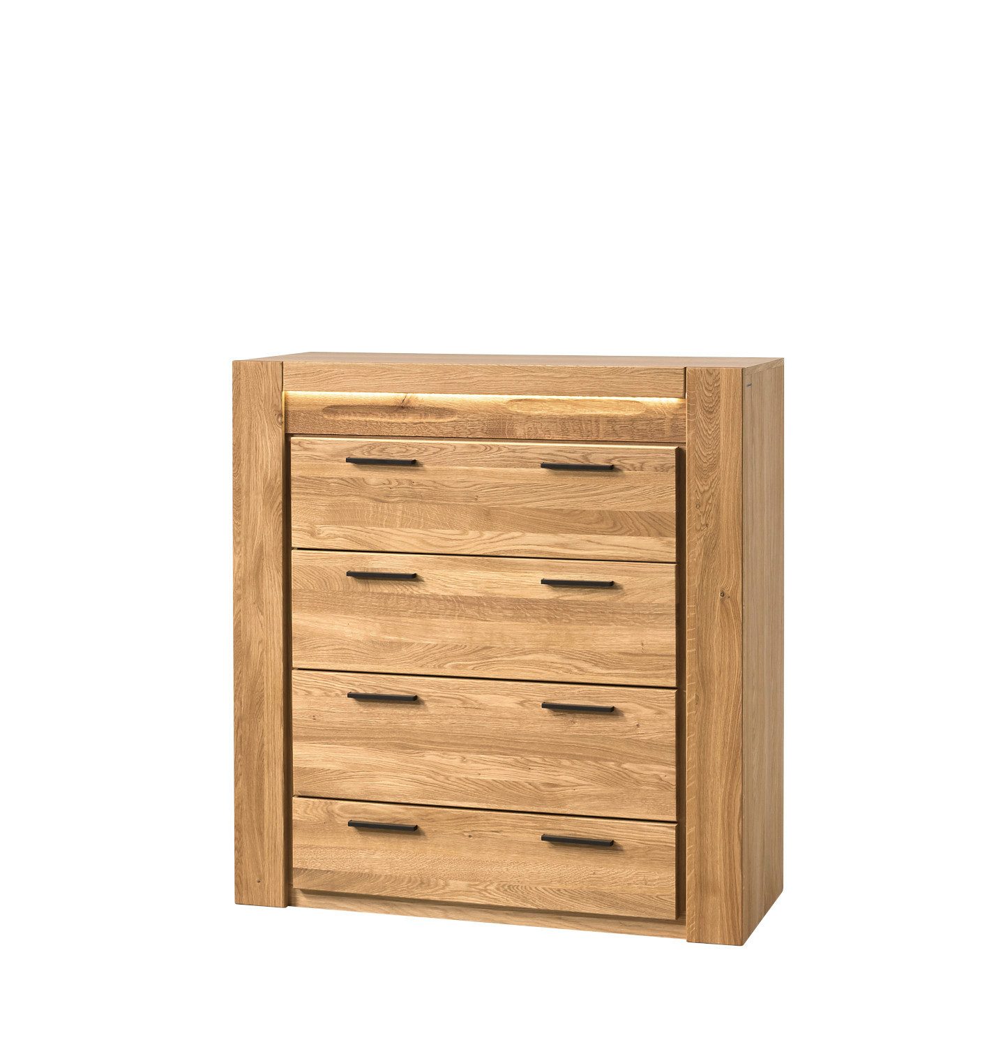 Empinio24 Schubkastenkommode Volo, Kommode Eiche teil-massiv mit 4 Schubladen, Breite 105 cm, Höhe 110 cm