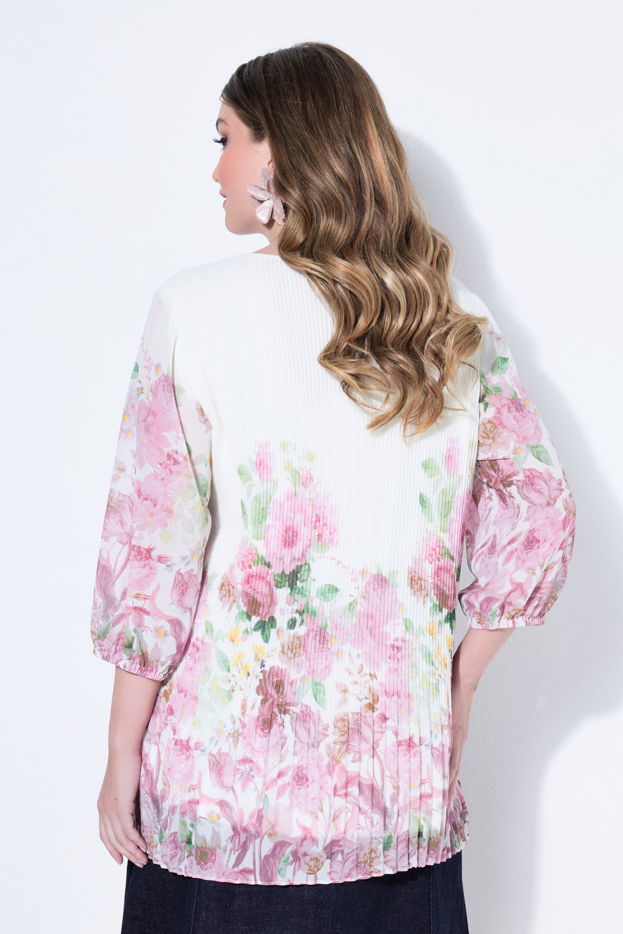 MIAMODA Longbluse Bluse A-Linie Sonnenplissee mit Blumendruck