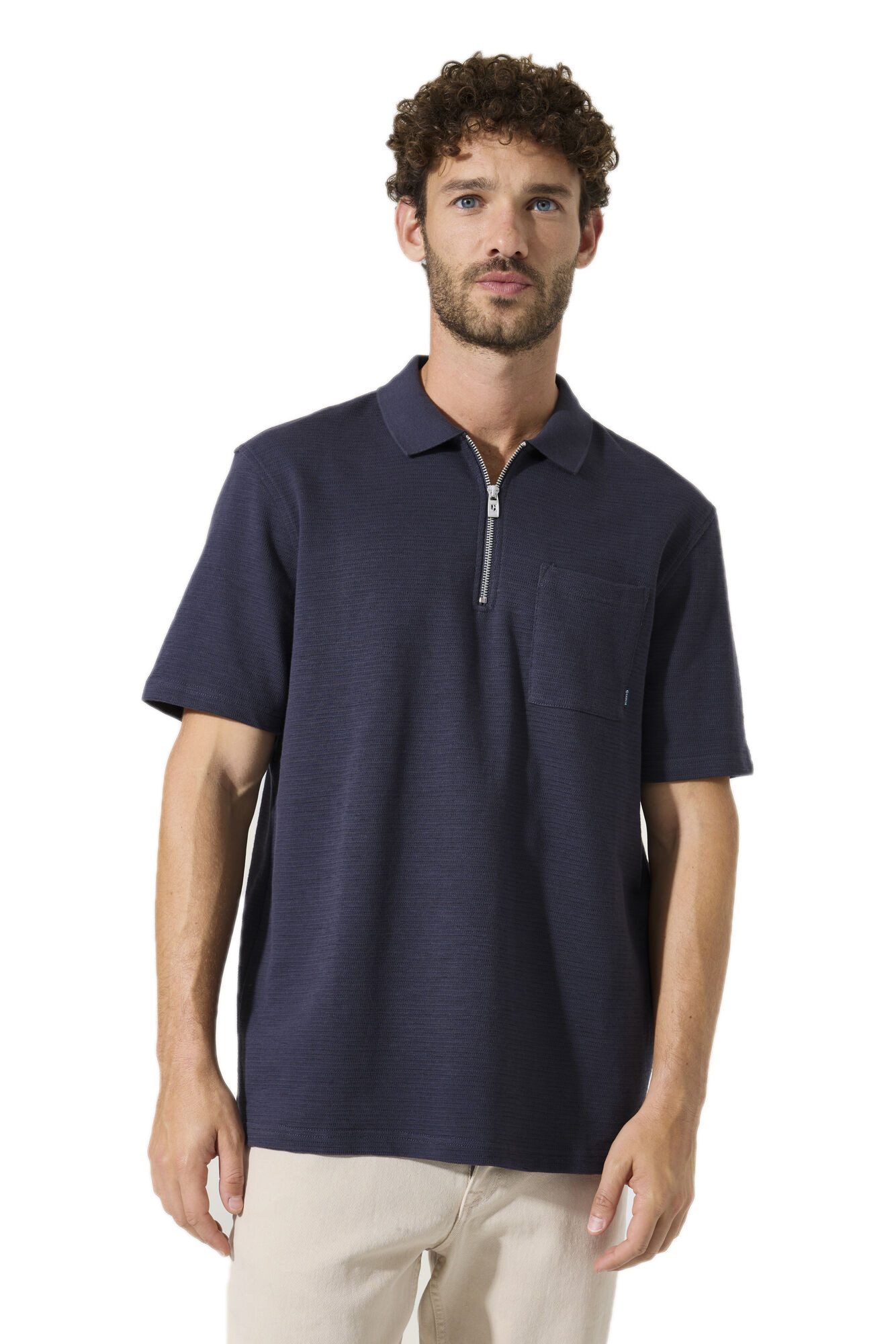 Garcia Poloshirt Garcia Poloshirt mit Zip - dunkelblau (1-tlg)