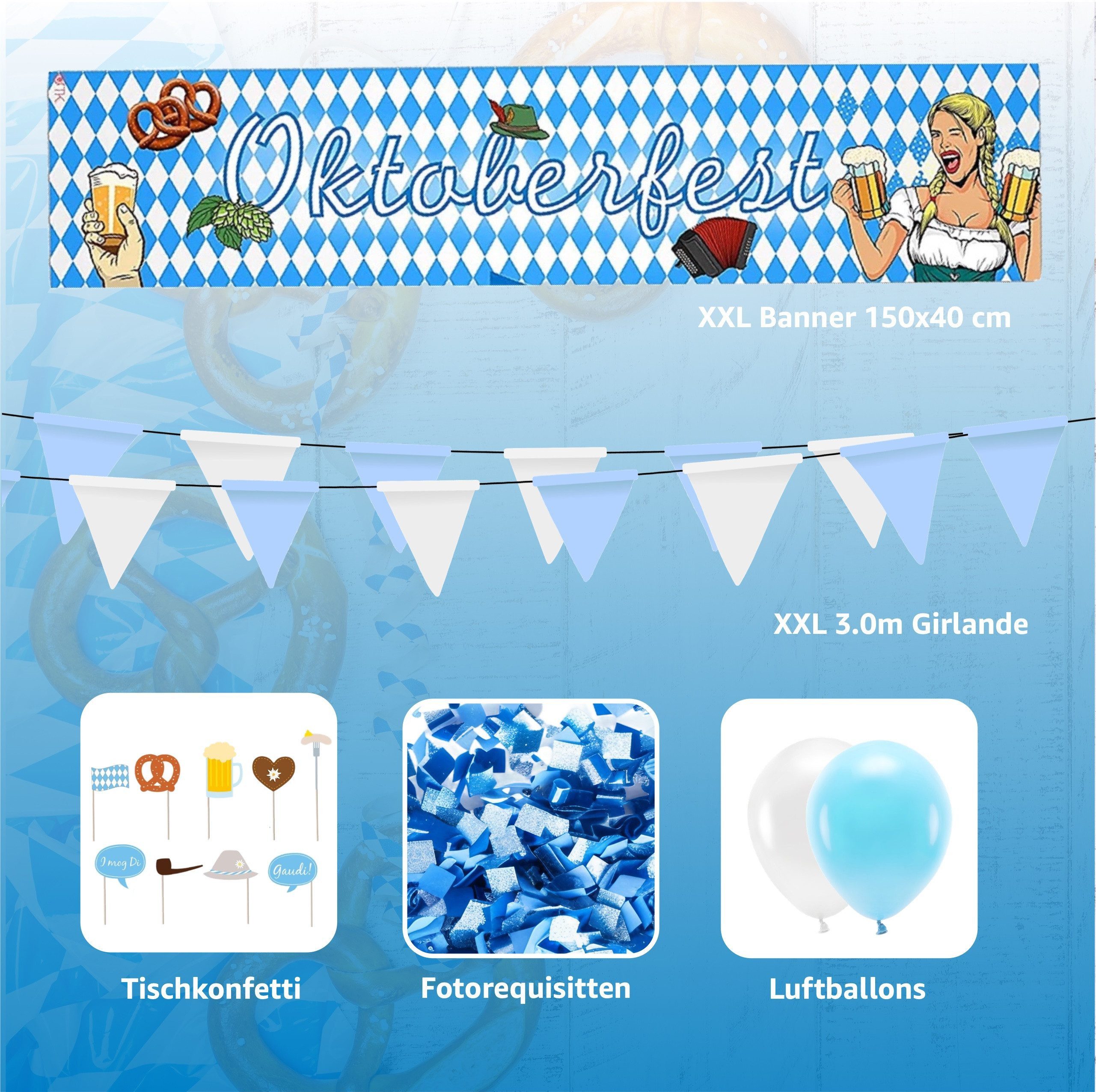 Dekotalent® Hängedekoration Banner XXL Wimpel - Wiesn Deko Dekoration (Set, 1 St., 1x Banner zum Aufhängen), Einfache Montage / Wetterfest