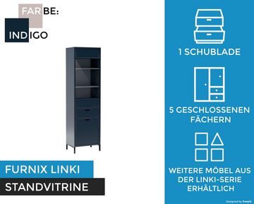 Furnix Standvitrine Vitrinenschrank LINKI LS5 verglaste Türen Schublade mit Glastür, mit Schublade
