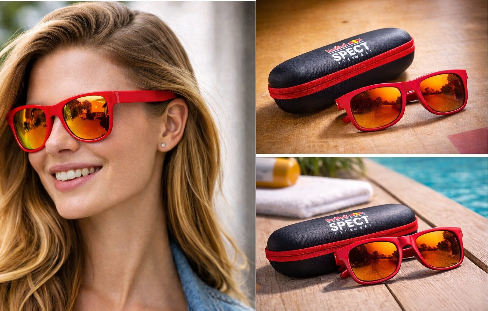 Red Bull Leggings Red Bull Sonnenbrille Sportlich Stylisch Auffällig Rot