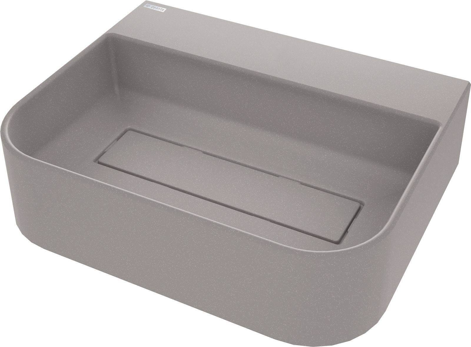 Deante Waschbecken Aufsatzwaschbecken Grau eckig 50 cm Granitoptik mit verdecktem Ablauf (Komplett-Set)