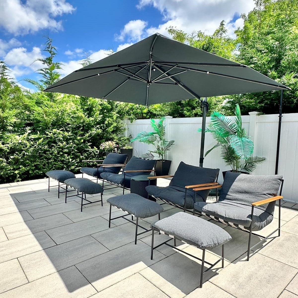 PURPLE LEAF Sonnenschirm Quadratischer, Neigbarer Ampelschirm mit Schirmständer, LxB: 300,00x300 cm, 360°Rotation, Sonnenschutz UV50+, für Garten, Terrasse, Pool