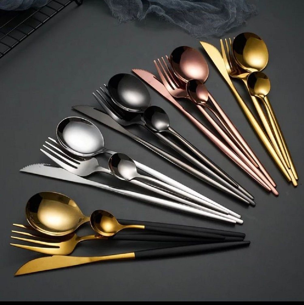 ZELLERFELD Besteck-Set Besteckset 24 teilig für 6 Personen Edelstahl 18/0, Gold
