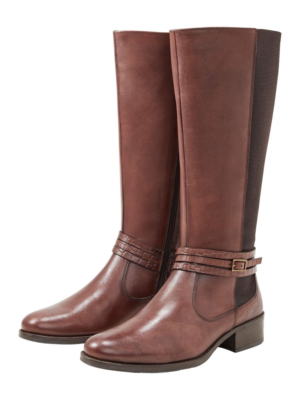 Sheego Große Größen Weitschaftstiefel aus Leder, mit Krokoprägung