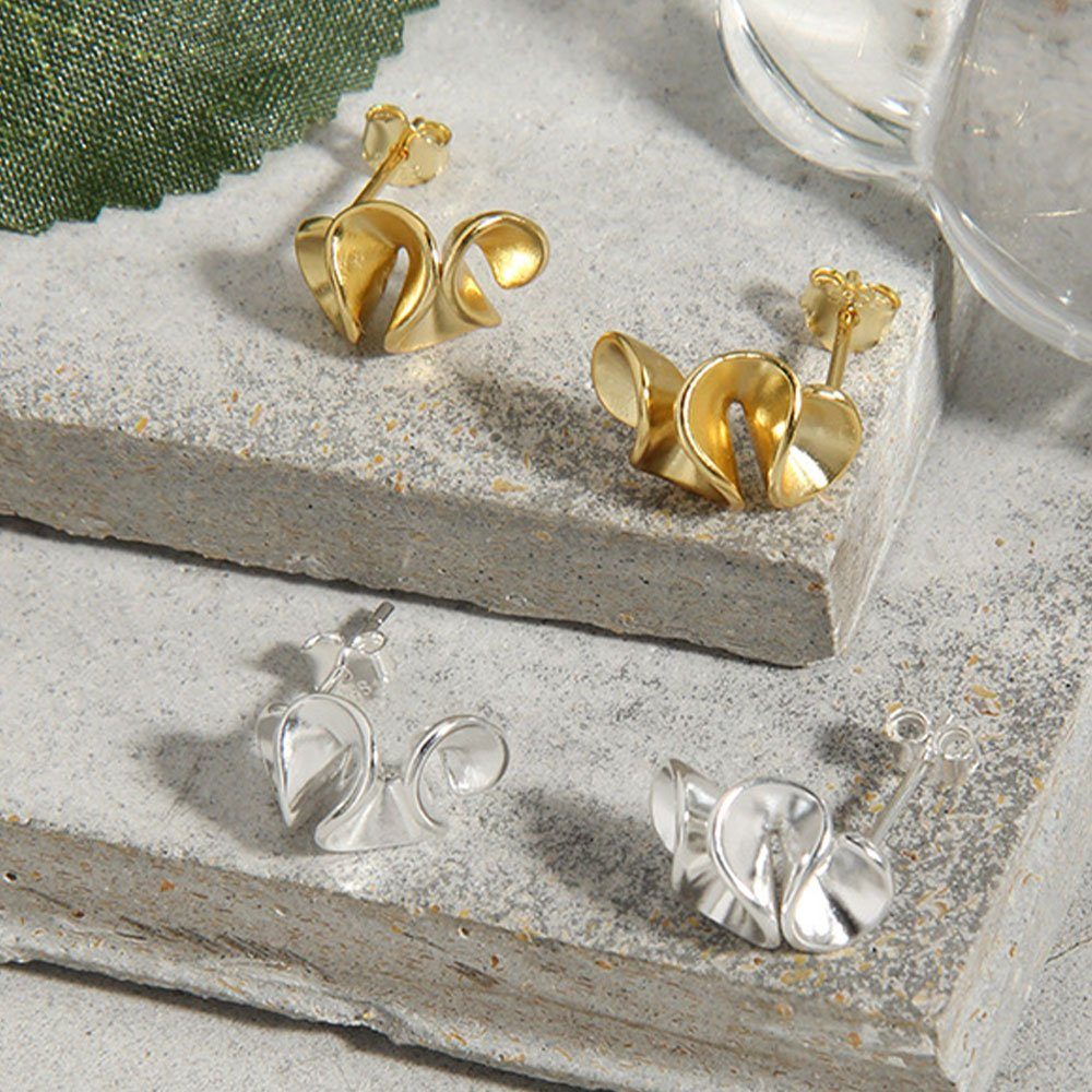 Damenschmuck Ohrringe Ohrstecker Ohrhänger Paar Gold Linien Paar 925Silber (2 minimalistische Stück), Hochzeits-Accessoires AUzzO~