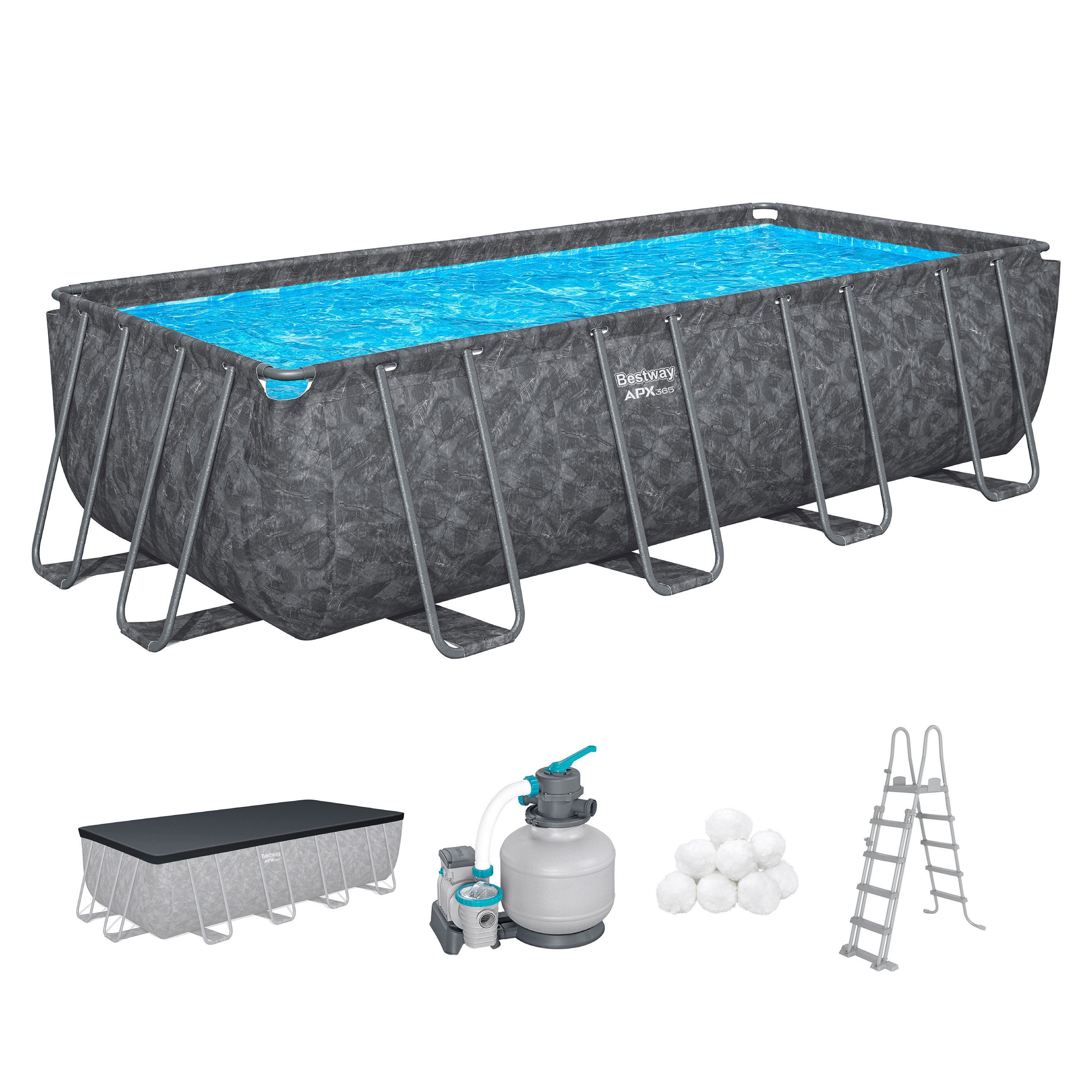 Bestway Framepool APX365™ Winterfest (Set, Inkl. Sandfilter), 549 x 274 x 132 cm